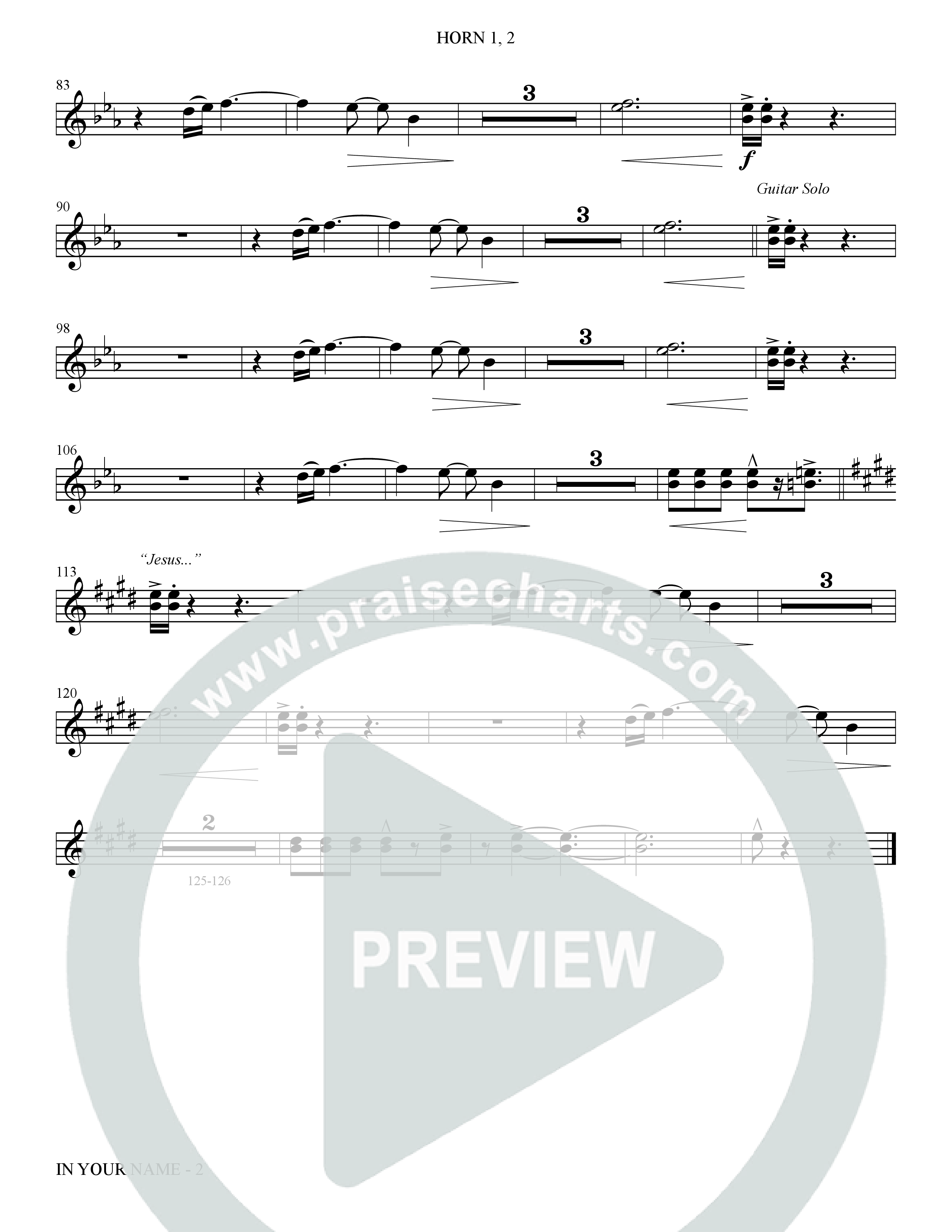 In Your Name (Choral Anthem SATB) French Horn 1/2 (The Brooklyn Tabernacle Choir / Arr. Carol Cymbala / Orch. Jason Michael Webb)