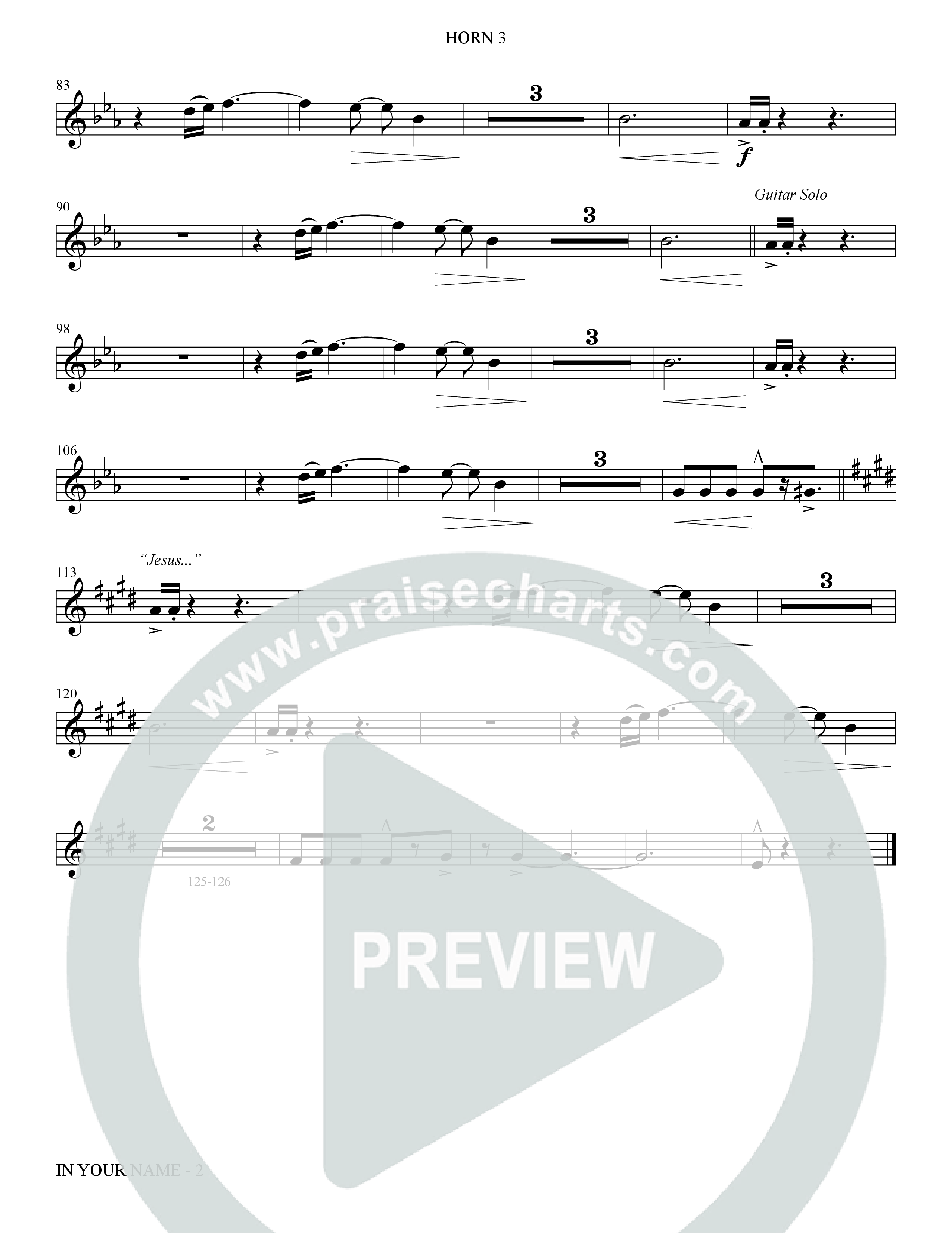 In Your Name (Choral Anthem SATB) French Horn 3 (The Brooklyn Tabernacle Choir / Arr. Carol Cymbala / Orch. Jason Michael Webb)