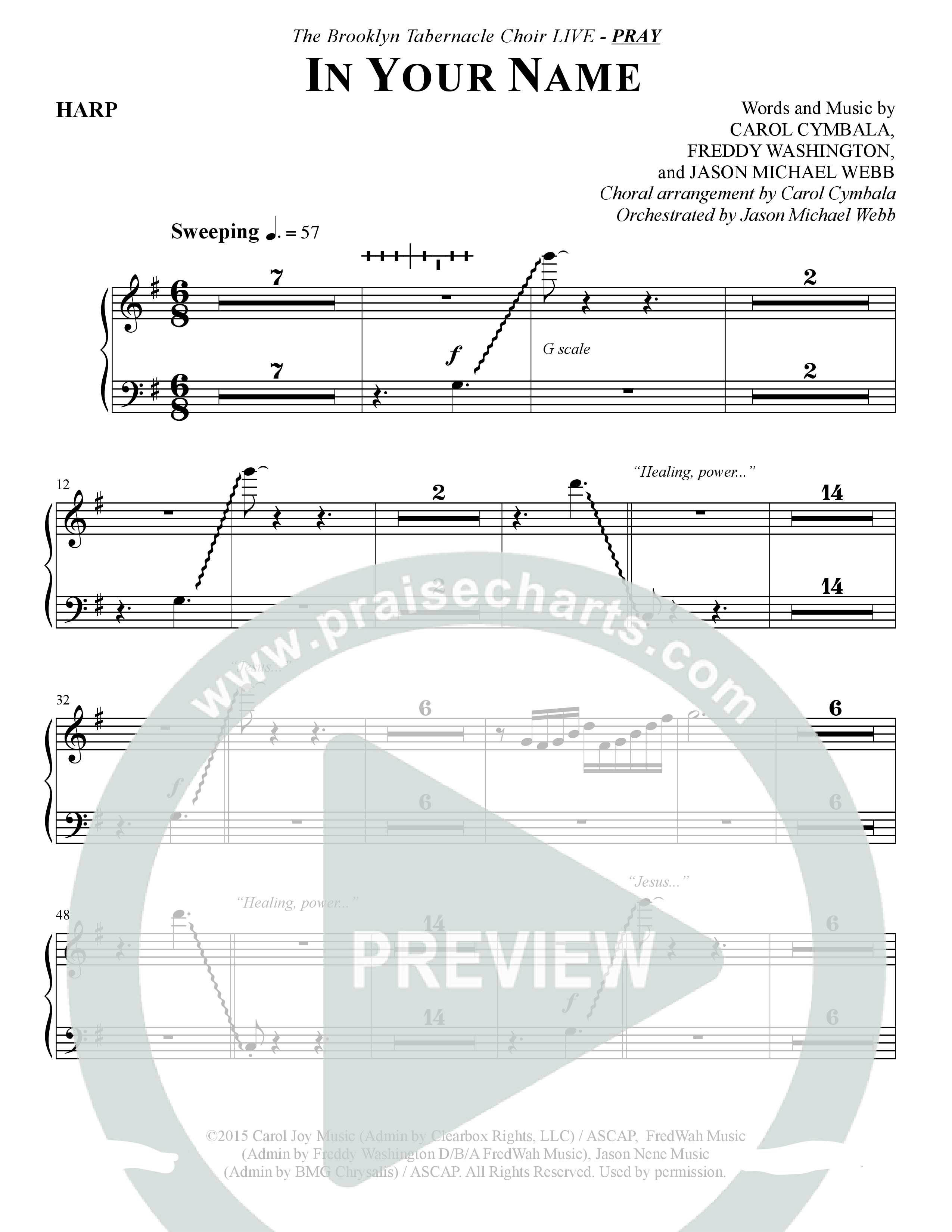 In Your Name (Choral Anthem SATB) Harp (The Brooklyn Tabernacle Choir / Arr. Carol Cymbala / Orch. Jason Michael Webb)