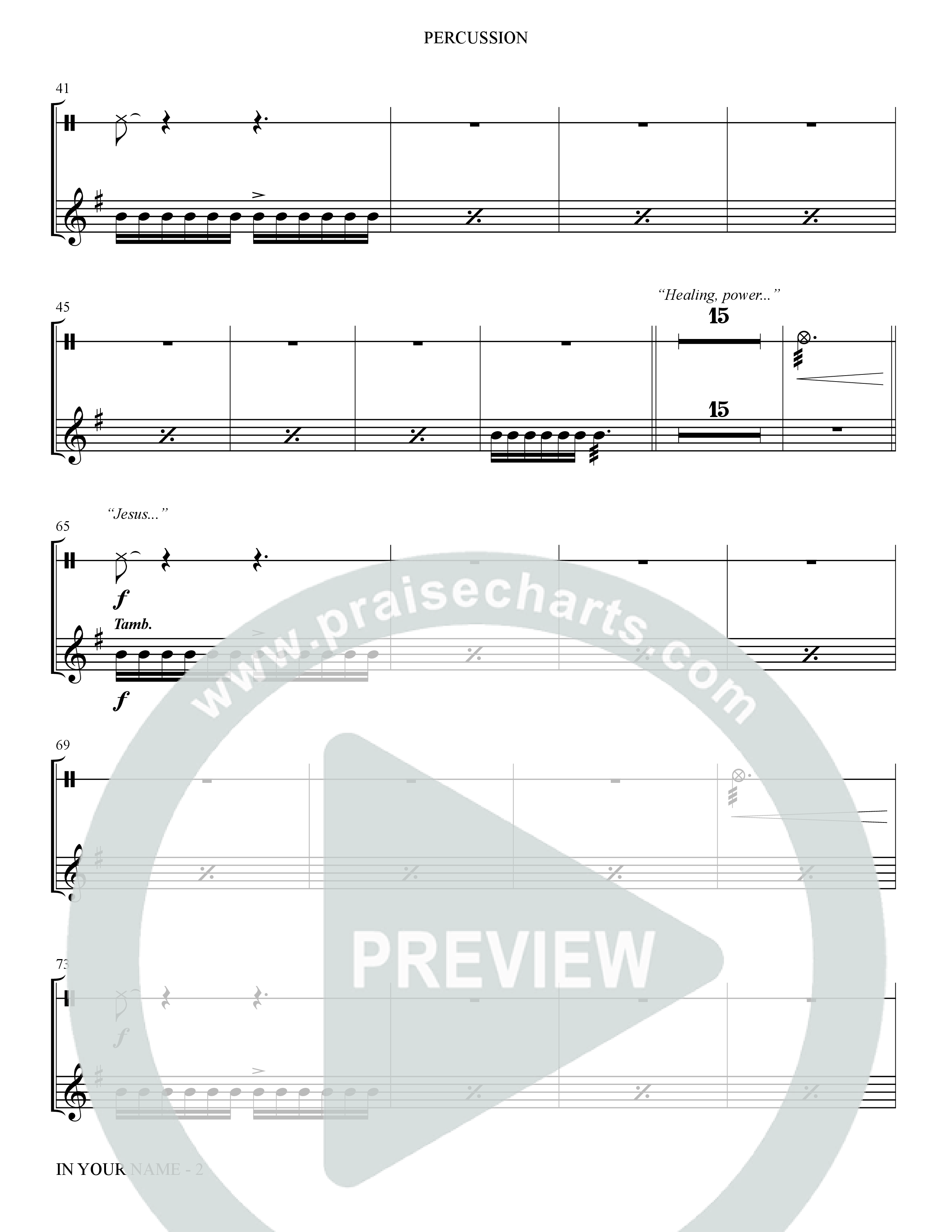 In Your Name (Choral Anthem SATB) Percussion (The Brooklyn Tabernacle Choir / Arr. Carol Cymbala / Orch. Jason Michael Webb)