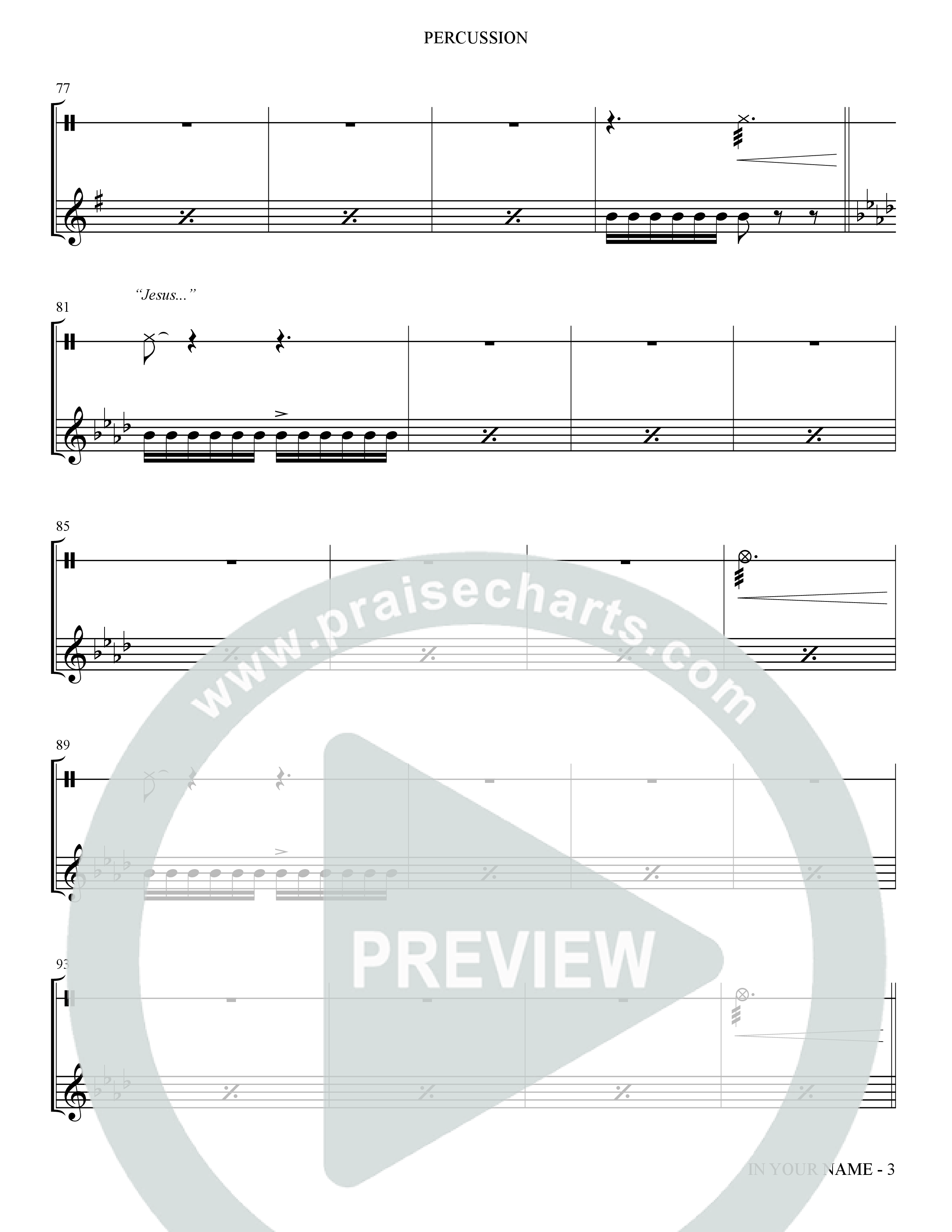 In Your Name (Choral Anthem SATB) Percussion (The Brooklyn Tabernacle Choir / Arr. Carol Cymbala / Orch. Jason Michael Webb)