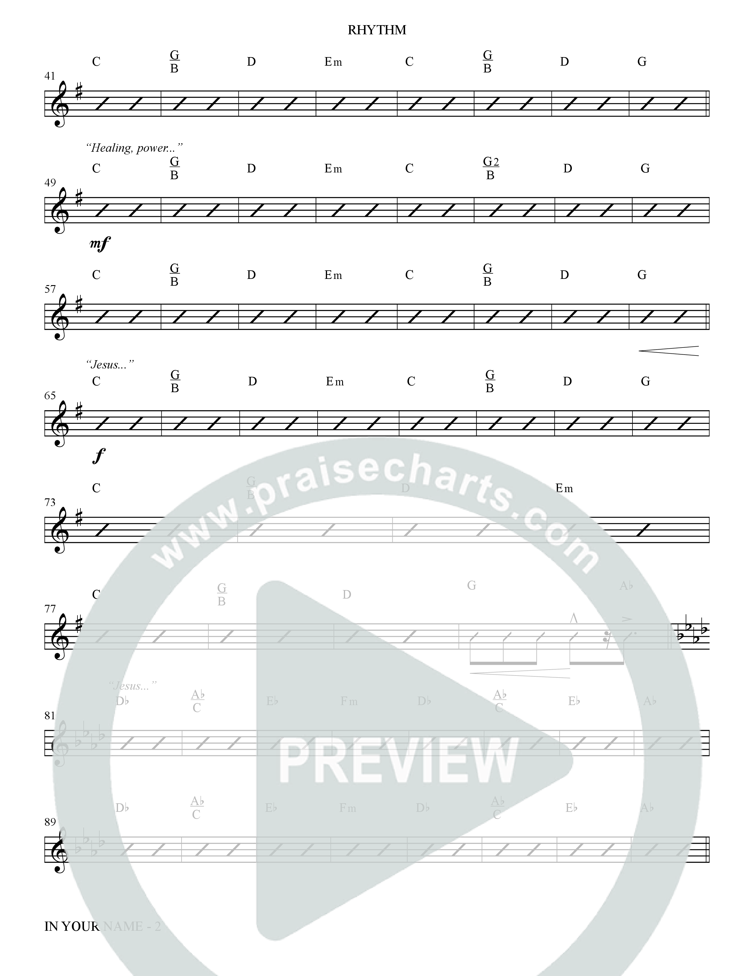 In Your Name (Choral Anthem SATB) Rhythm Chart (The Brooklyn Tabernacle Choir / Arr. Carol Cymbala / Orch. Jason Michael Webb)