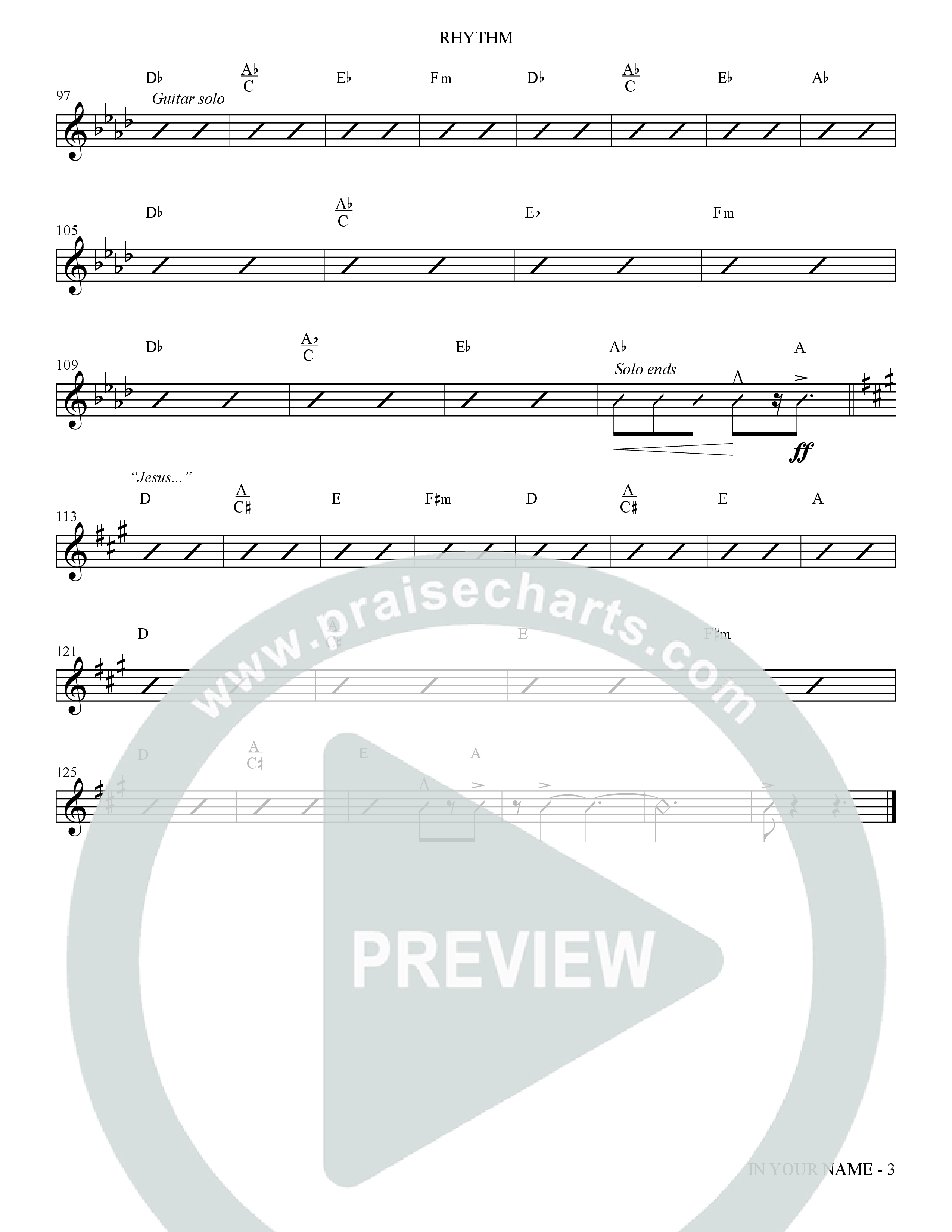 In Your Name (Choral Anthem SATB) Rhythm Chart (The Brooklyn Tabernacle Choir / Arr. Carol Cymbala / Orch. Jason Michael Webb)