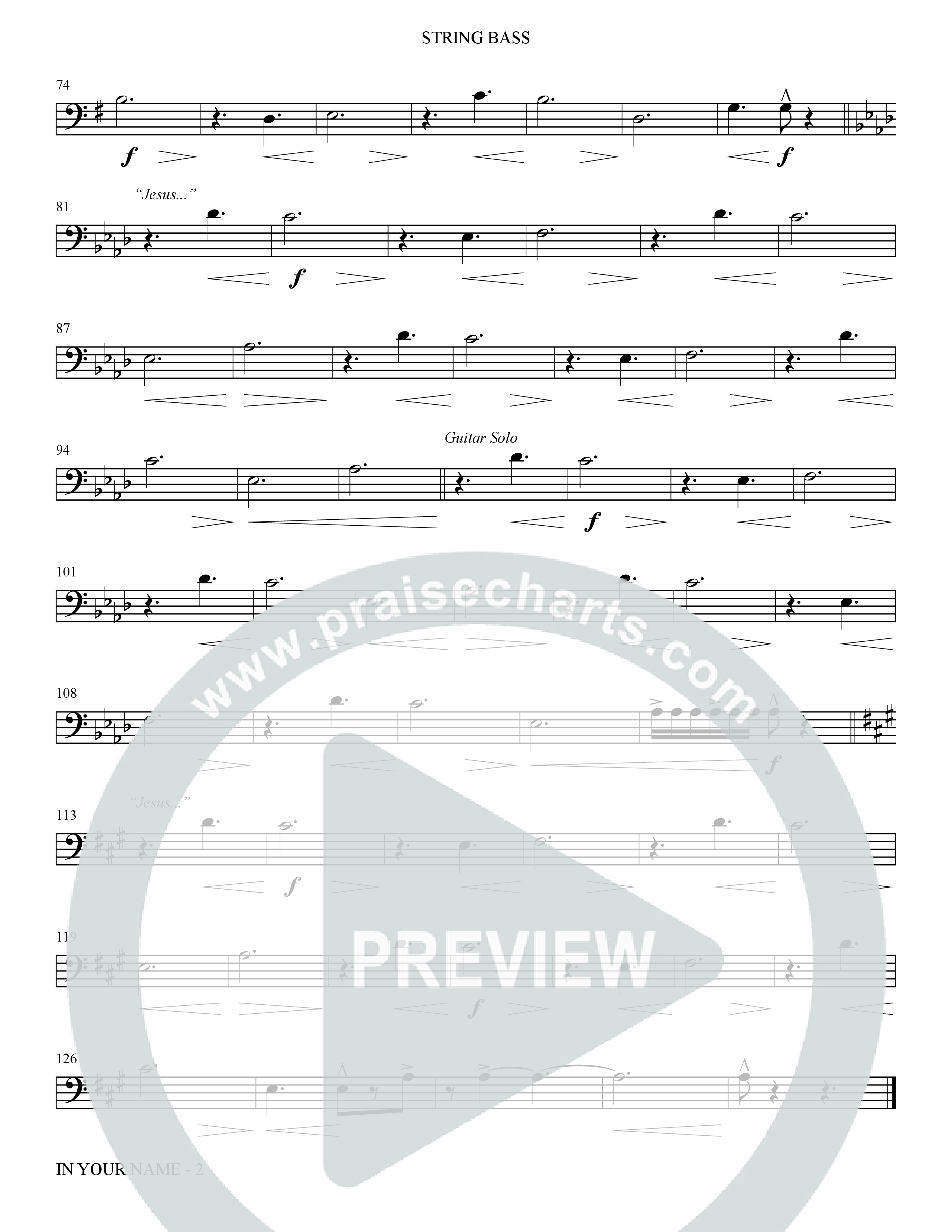 In Your Name (Choral Anthem SATB) String Bass (The Brooklyn Tabernacle Choir / Arr. Carol Cymbala / Orch. Jason Michael Webb)