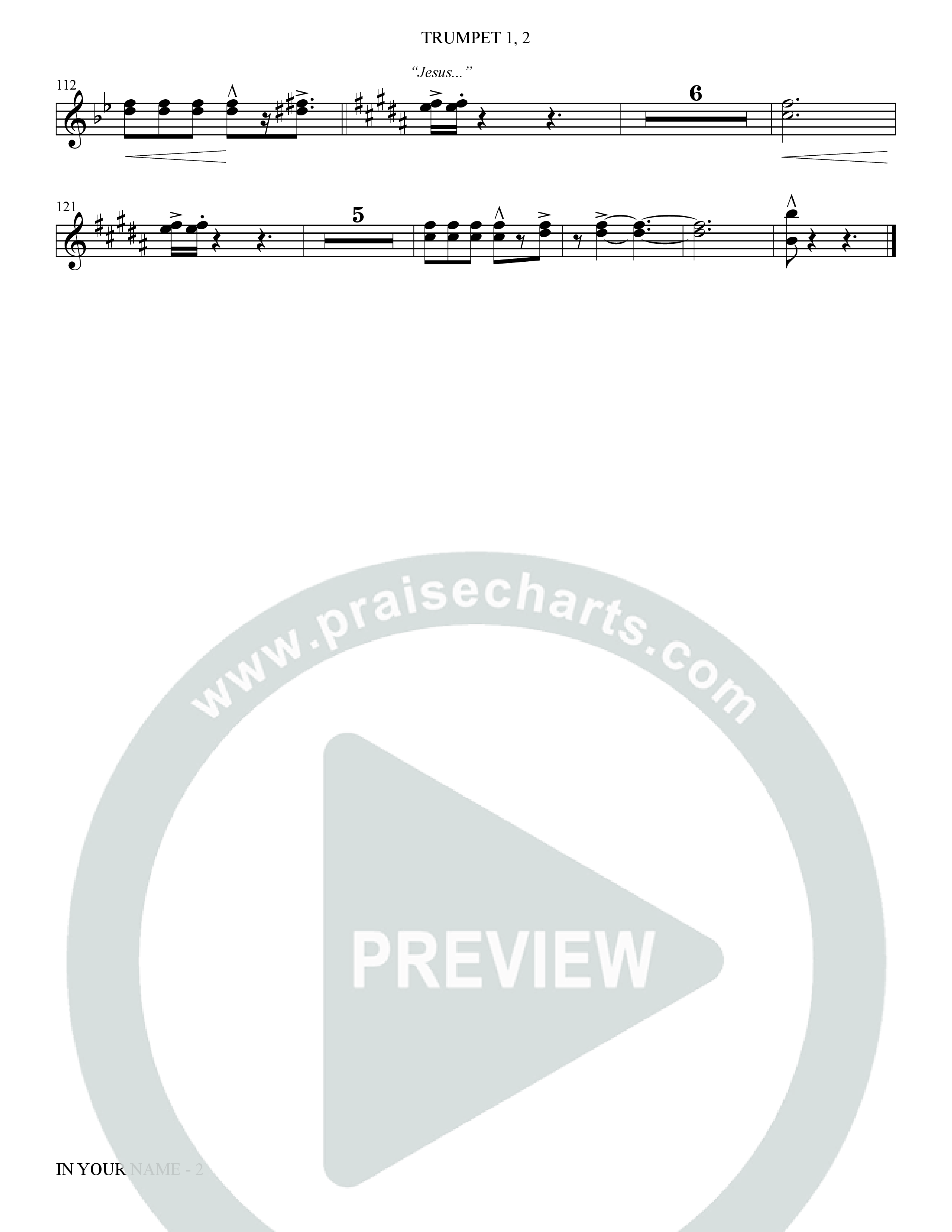 In Your Name (Choral Anthem SATB) Trumpet 1,2 (The Brooklyn Tabernacle Choir / Arr. Carol Cymbala / Orch. Jason Michael Webb)