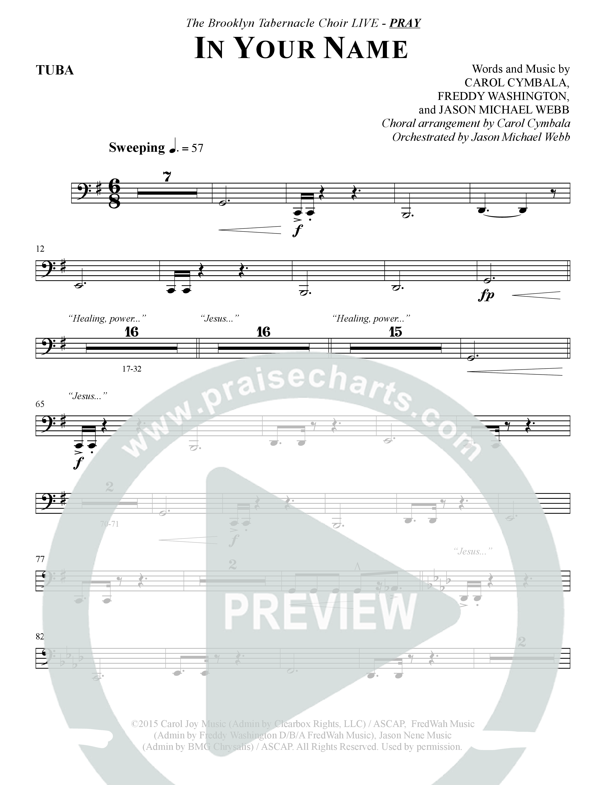 In Your Name (Choral Anthem SATB) Tuba (The Brooklyn Tabernacle Choir / Arr. Carol Cymbala / Orch. Jason Michael Webb)