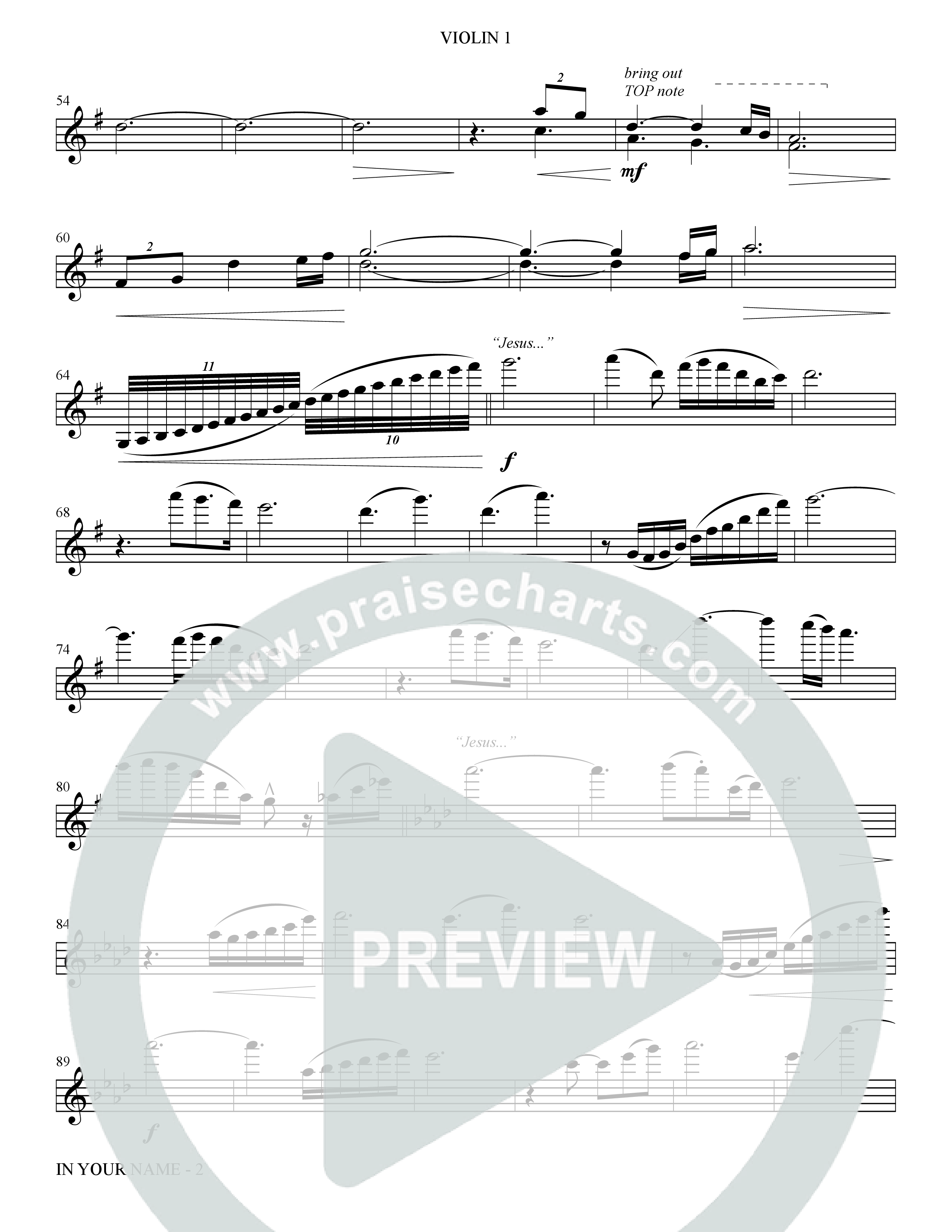 In Your Name (Choral Anthem SATB) Violin 1 (The Brooklyn Tabernacle Choir / Arr. Carol Cymbala / Orch. Jason Michael Webb)