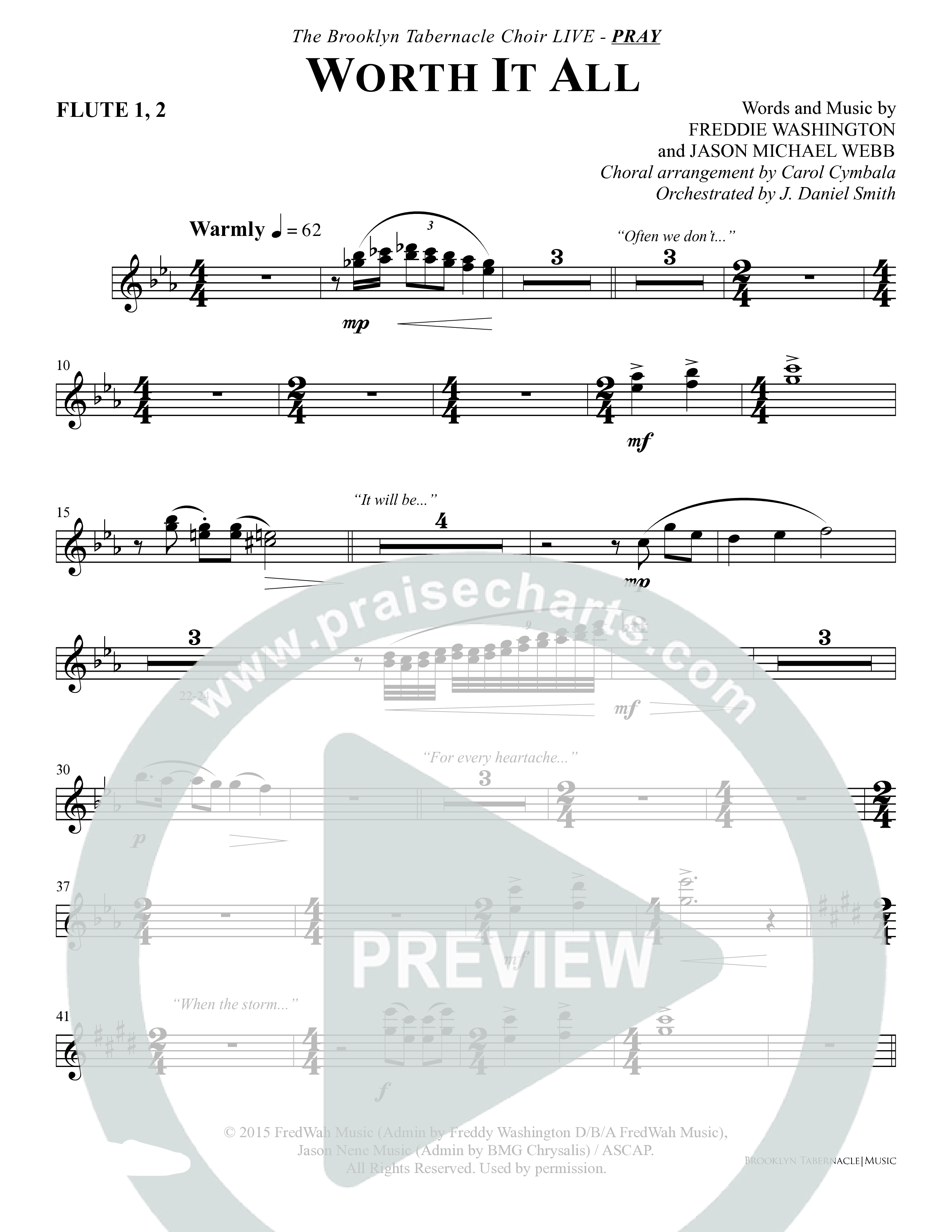 Worth It All (Choral Anthem SATB) Flute (The Brooklyn Tabernacle Choir / Arr. Carol Cymbala / Orch. J. Daniel Smith)