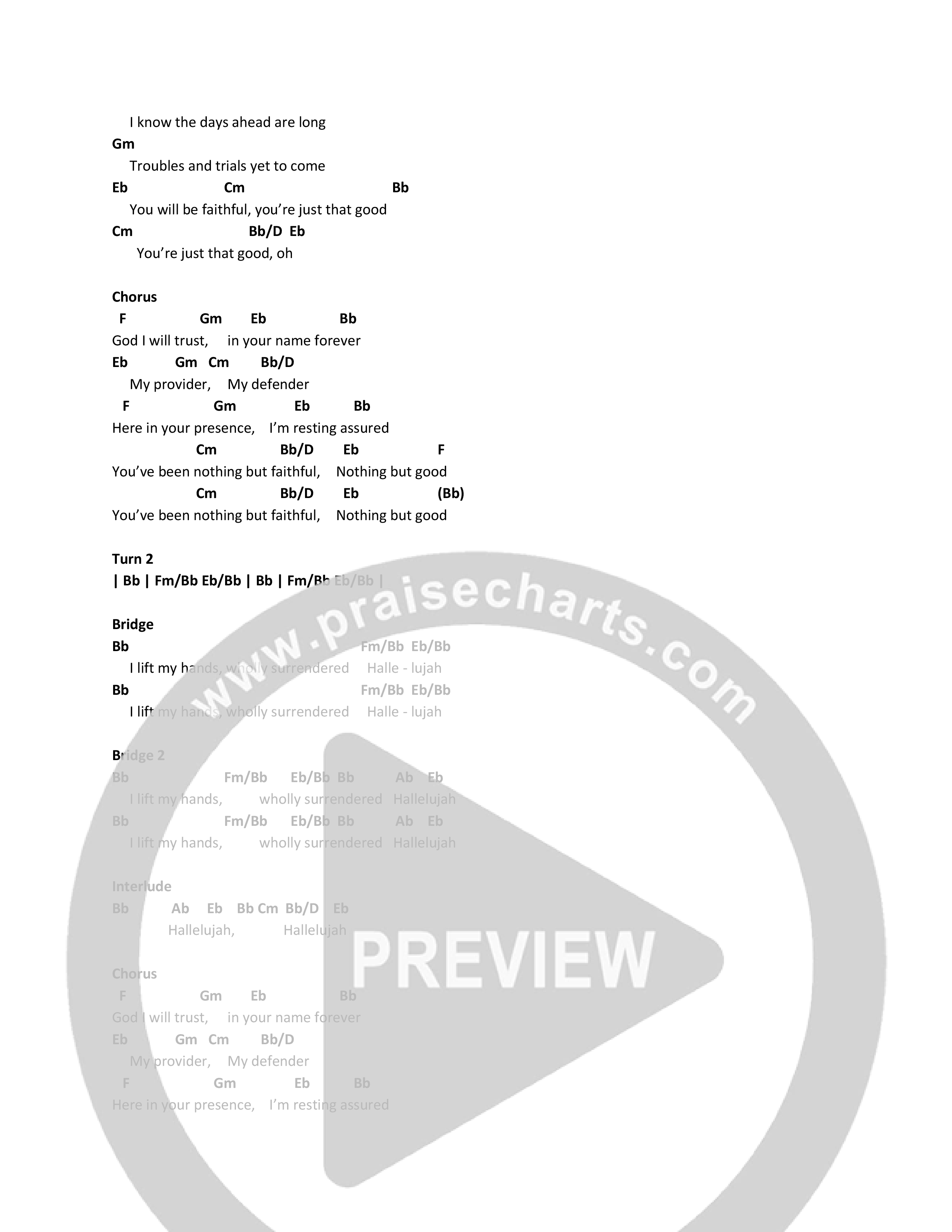 Nothing But Good Chord Chart (CCV Music)