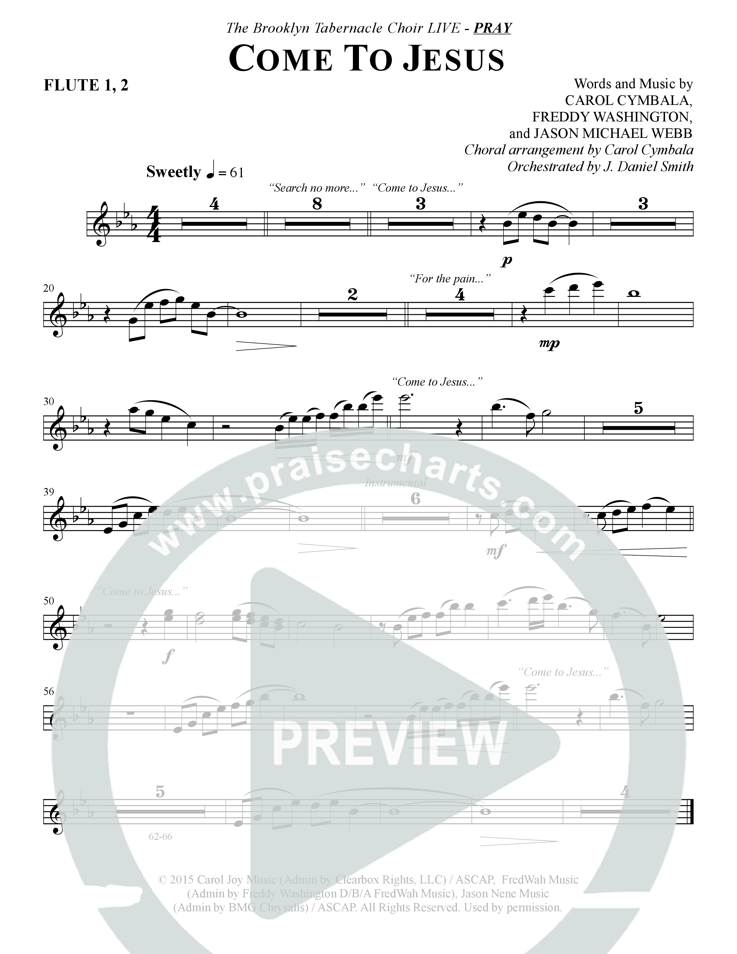 Come To Jesus (Choral Anthem SATB) Flute 1/2 (The Brooklyn Tabernacle Choir / Arr. Carol Cymbala / Orch. J. Daniel Smith)