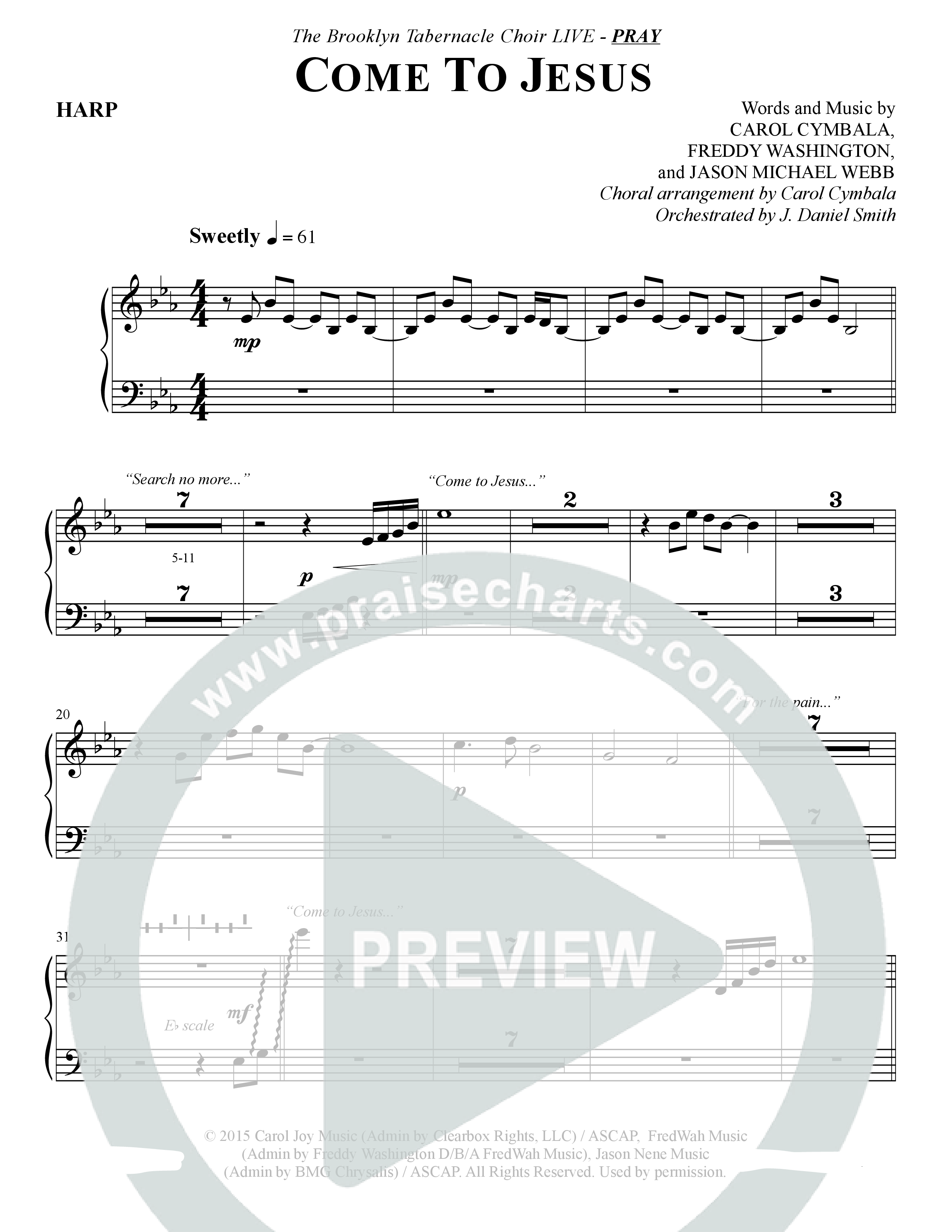 Come To Jesus (Choral Anthem SATB) Harp (The Brooklyn Tabernacle Choir / Arr. Carol Cymbala / Orch. J. Daniel Smith)