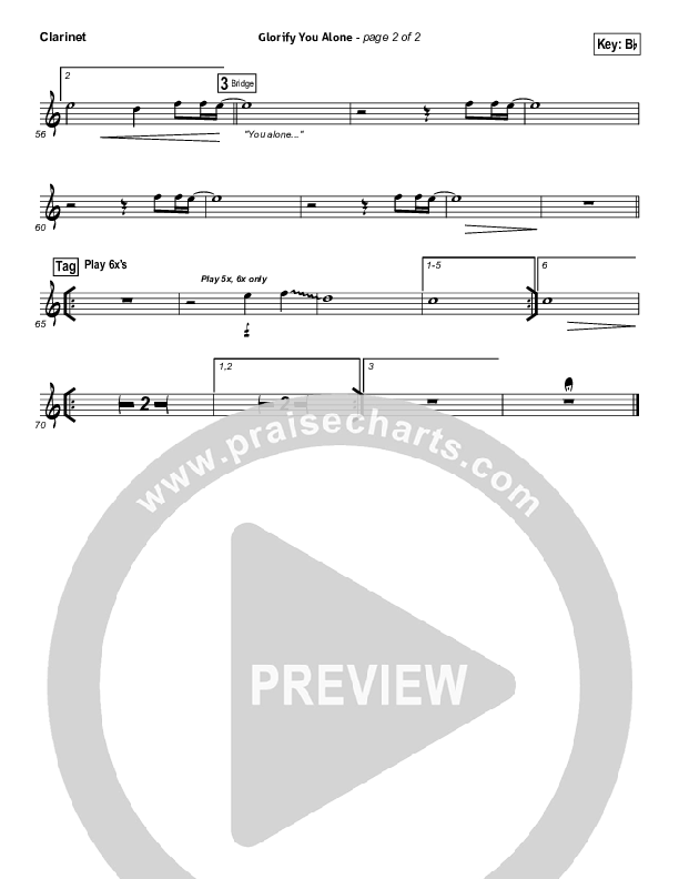 Glorify You Alone Clarinet (Gateway Worship)