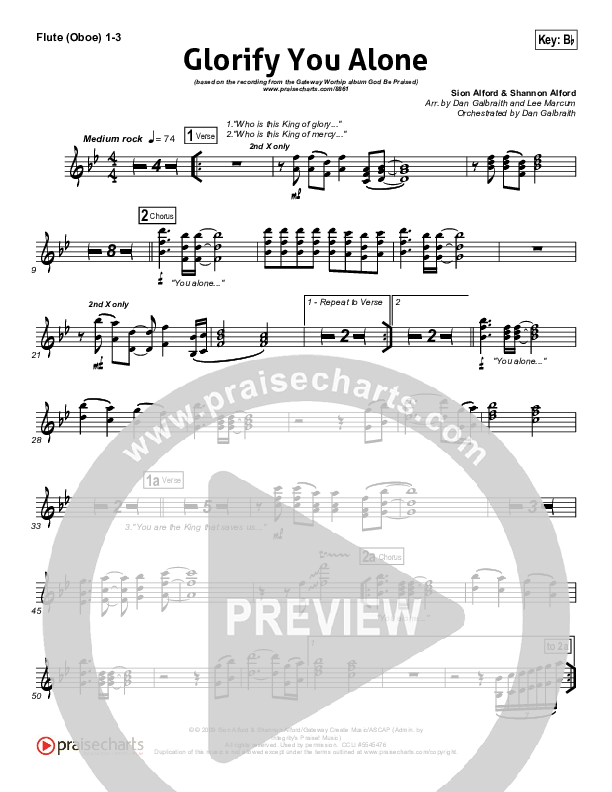 Glorify You Alone Flute/Oboe 1/2/3 (Gateway Worship)