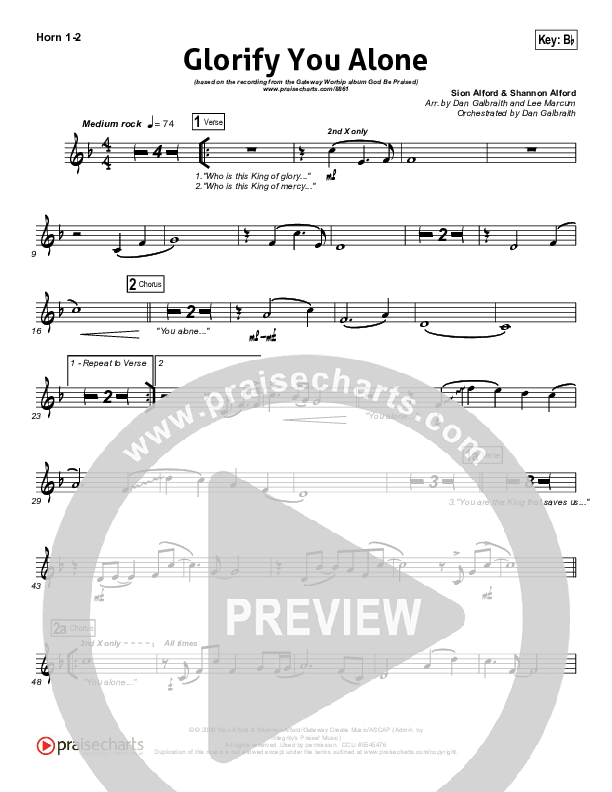 Glorify You Alone French Horn 1/2 (Gateway Worship)