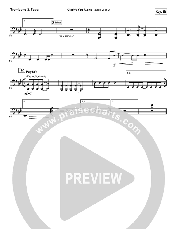 Glorify You Alone Trombone 3/Tuba (Gateway Worship)