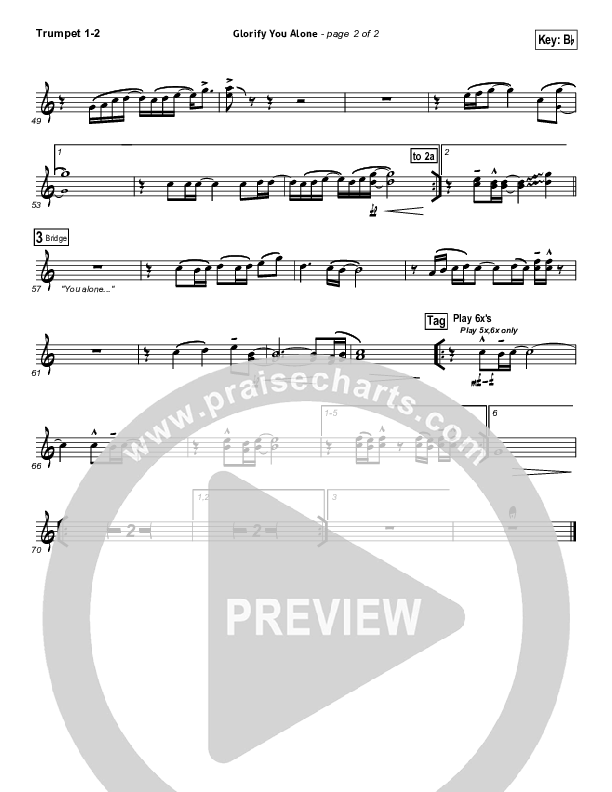 Glorify You Alone Trumpet 1,2 (Gateway Worship)