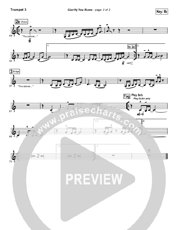 Glorify You Alone Trumpet 3 (Gateway Worship)