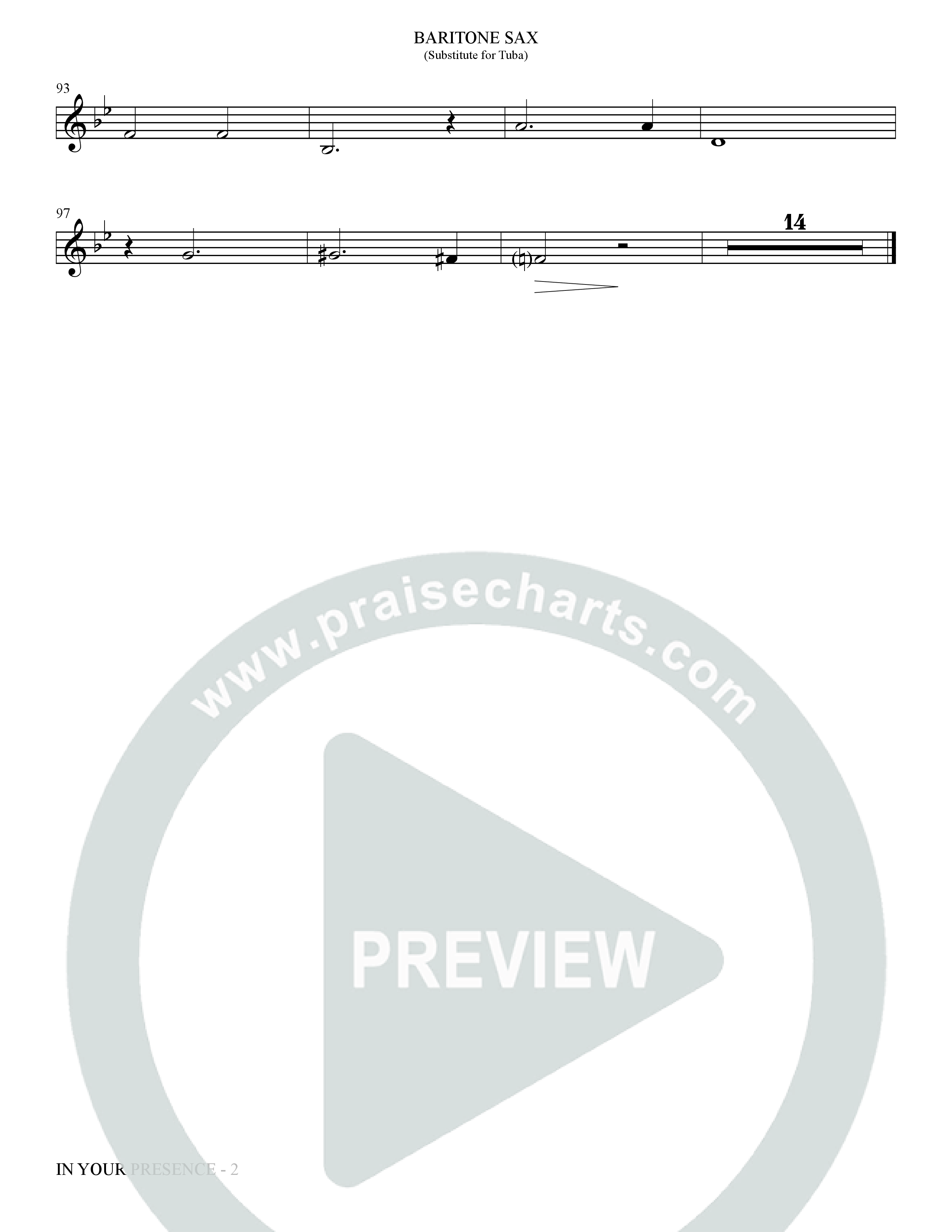 In Your Presence (Choral Anthem SATB) Bari Sax (The Brooklyn Tabernacle Choir / Arr. Carol Cymbala / Orch. Jason Michael Webb)