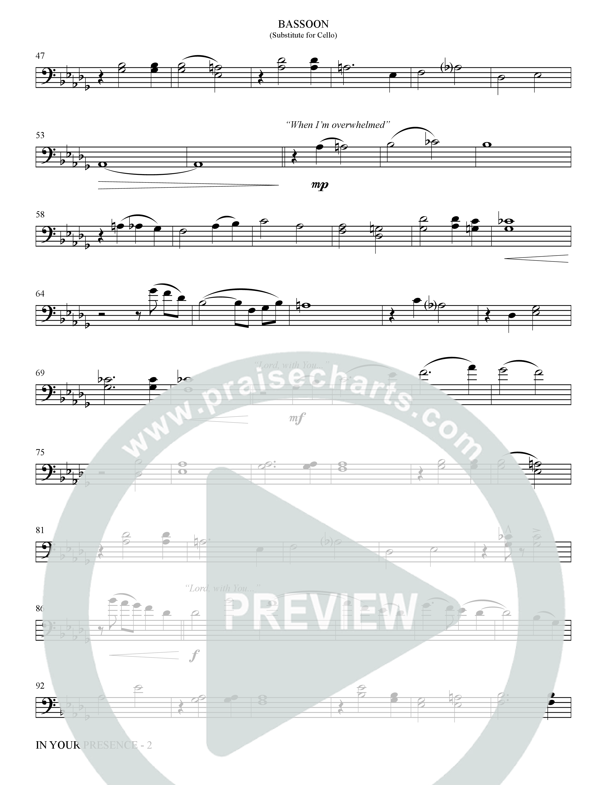 In Your Presence (Choral Anthem SATB) Bassoon (The Brooklyn Tabernacle Choir / Arr. Carol Cymbala / Orch. Jason Michael Webb)