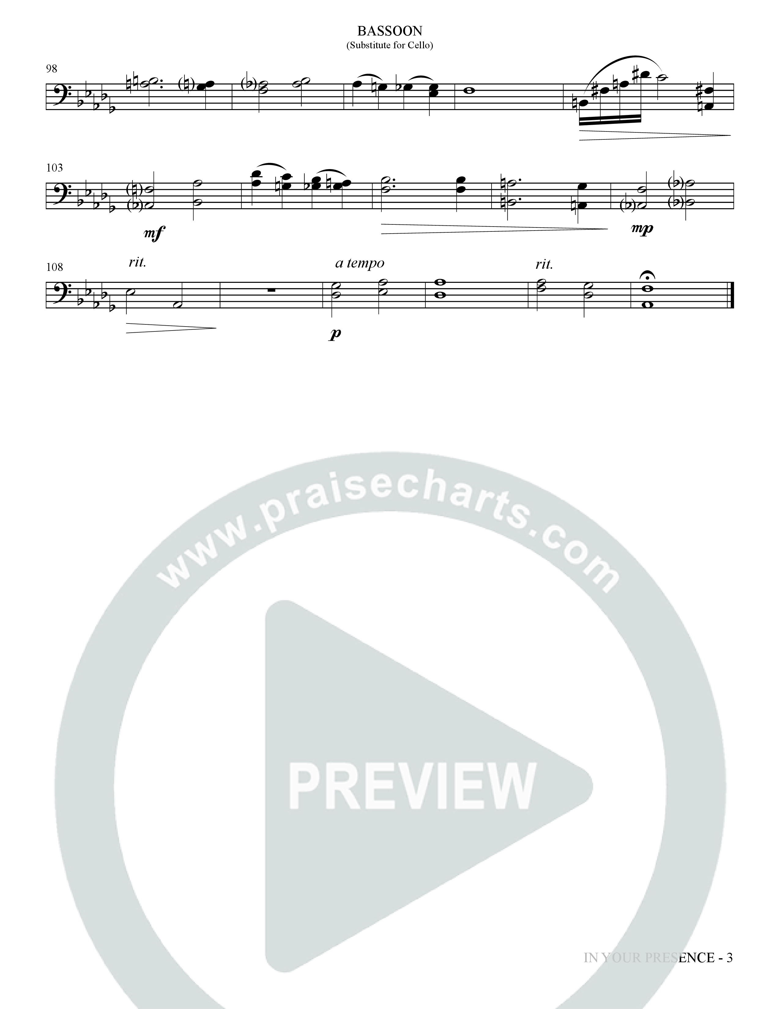 In Your Presence (Choral Anthem SATB) Bassoon (The Brooklyn Tabernacle Choir / Arr. Carol Cymbala / Orch. Jason Michael Webb)