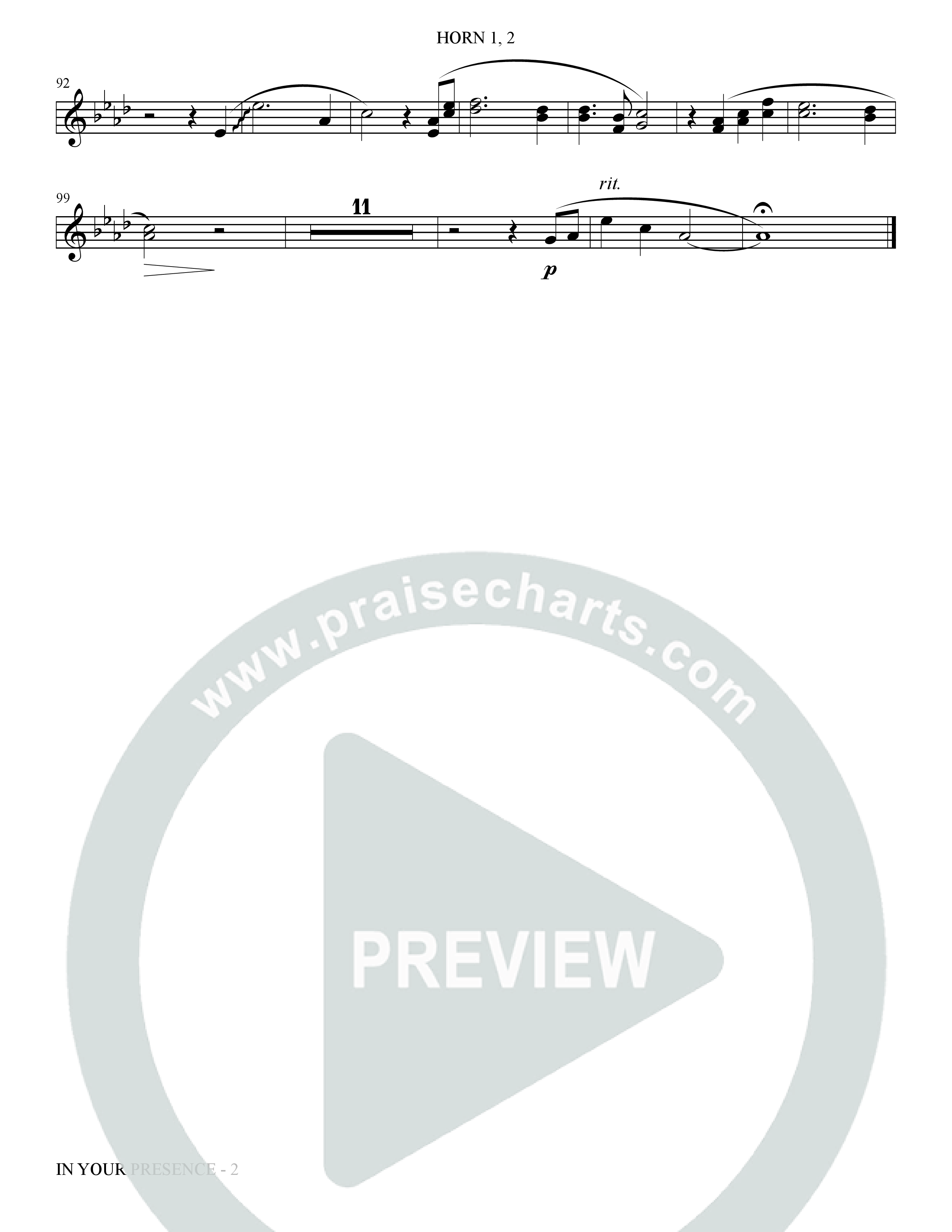 In Your Presence (Choral Anthem SATB) French Horn 1/2 (The Brooklyn Tabernacle Choir / Arr. Carol Cymbala / Orch. Jason Michael Webb)
