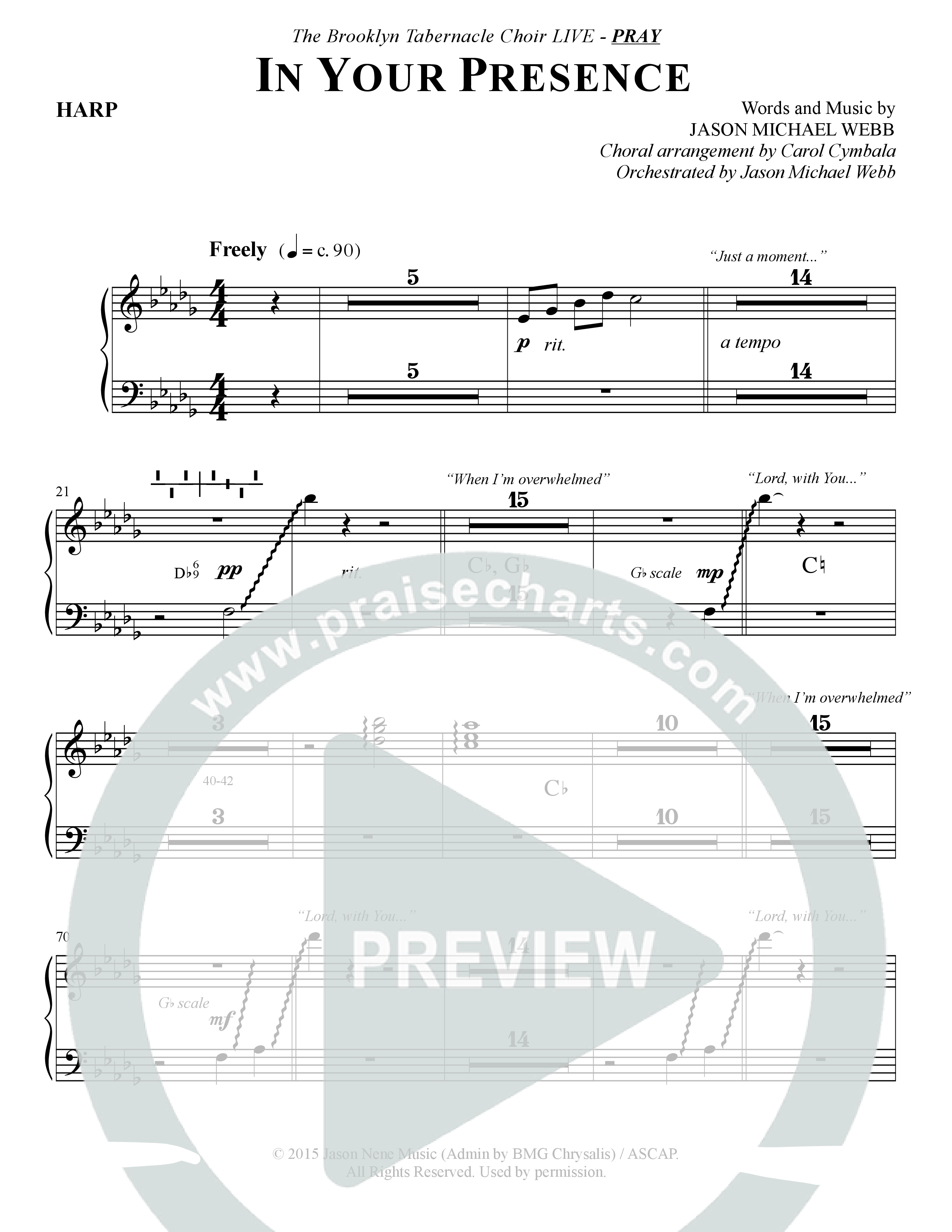 In Your Presence (Choral Anthem SATB) Harp (The Brooklyn Tabernacle Choir / Arr. Carol Cymbala / Orch. Jason Michael Webb)