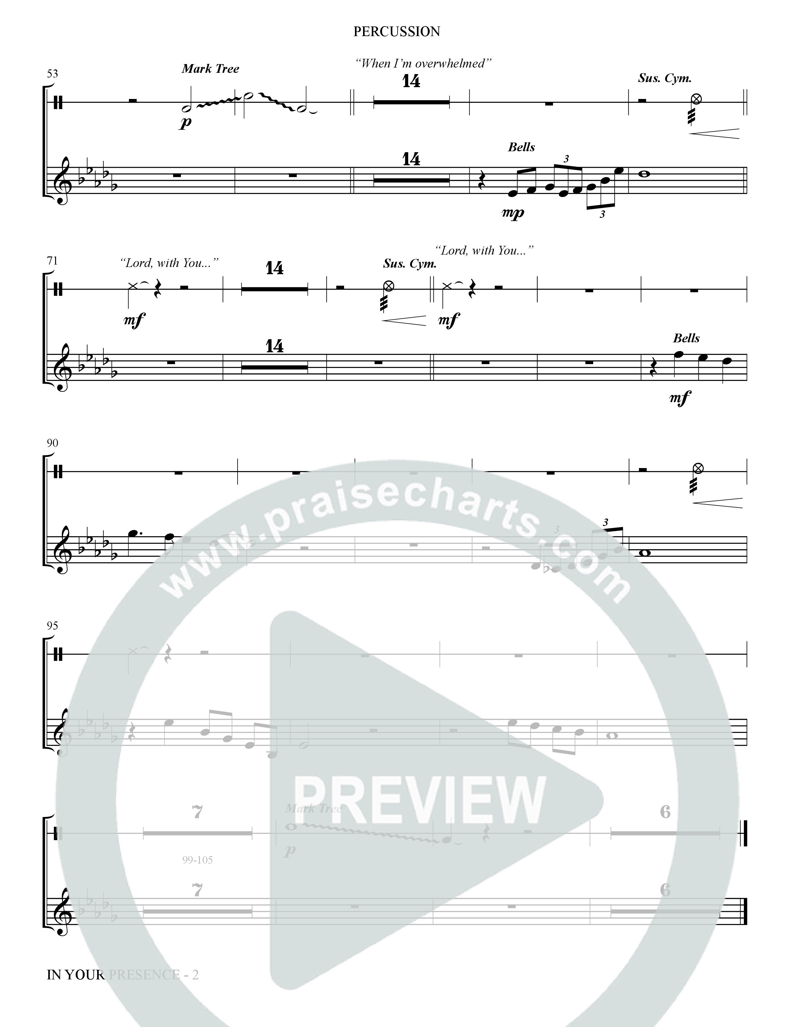 In Your Presence (Choral Anthem SATB) Percussion (The Brooklyn Tabernacle Choir / Arr. Carol Cymbala / Orch. Jason Michael Webb)