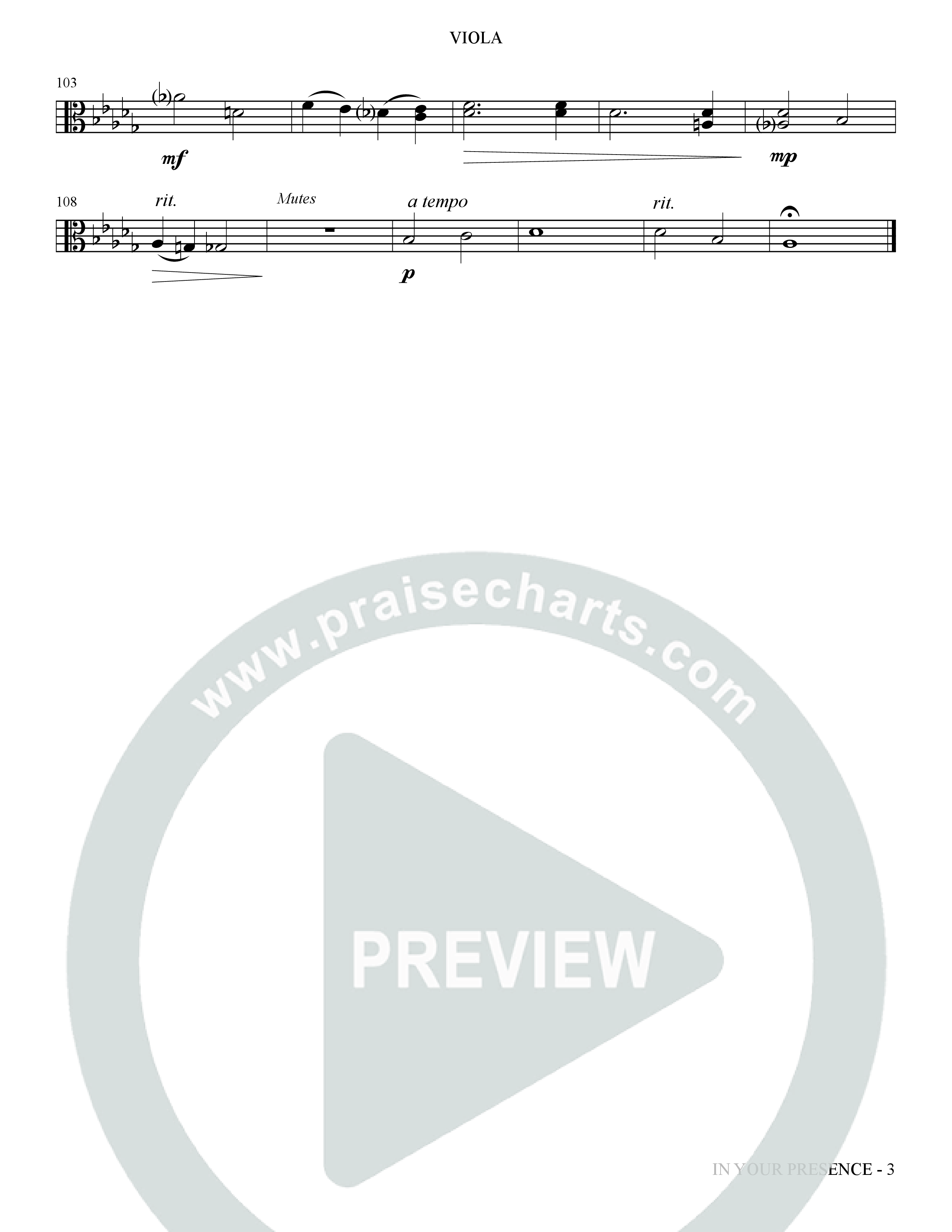 In Your Presence (Choral Anthem SATB) Viola (The Brooklyn Tabernacle Choir / Arr. Carol Cymbala / Orch. Jason Michael Webb)