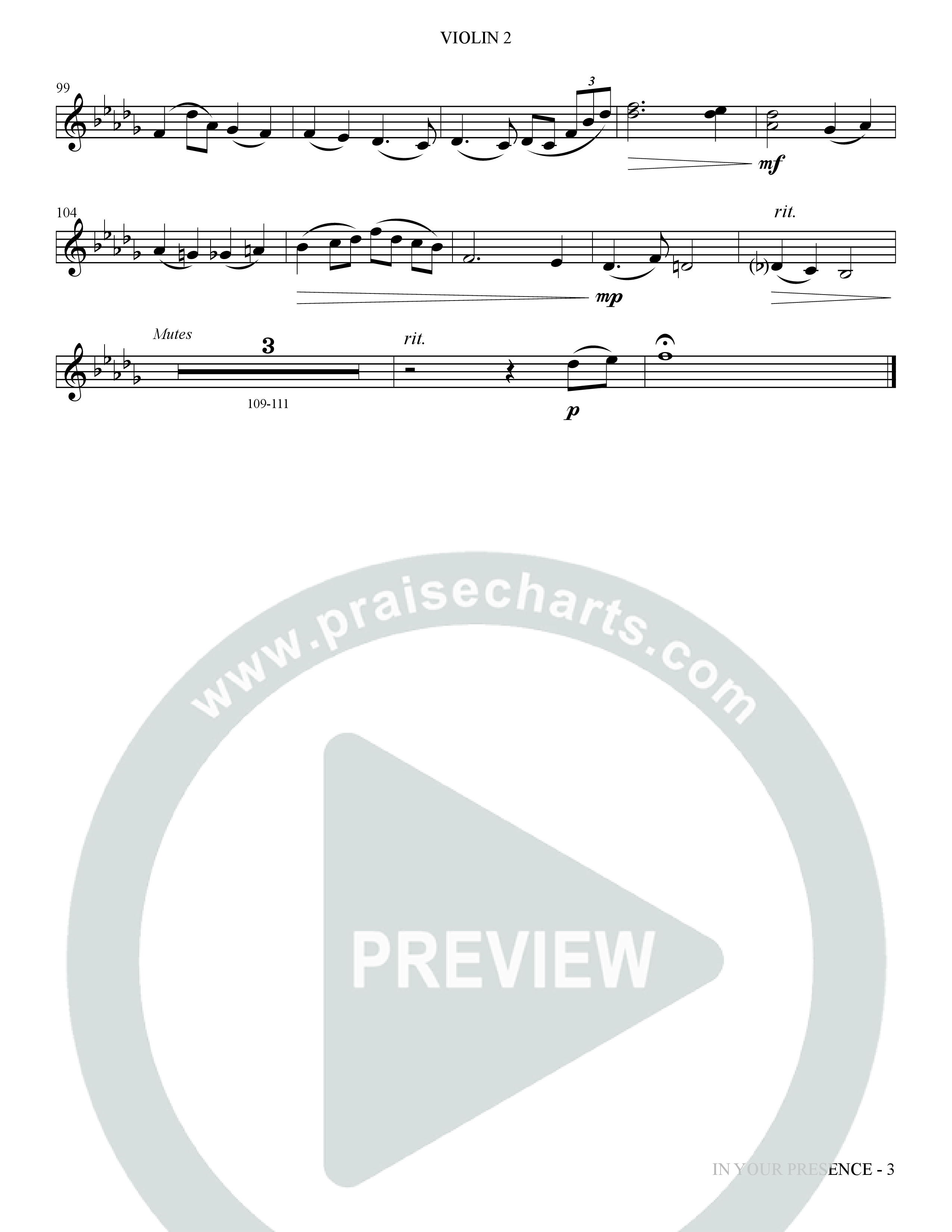 In Your Presence (Choral Anthem SATB) Violin 2 (The Brooklyn Tabernacle Choir / Arr. Carol Cymbala / Orch. Jason Michael Webb)