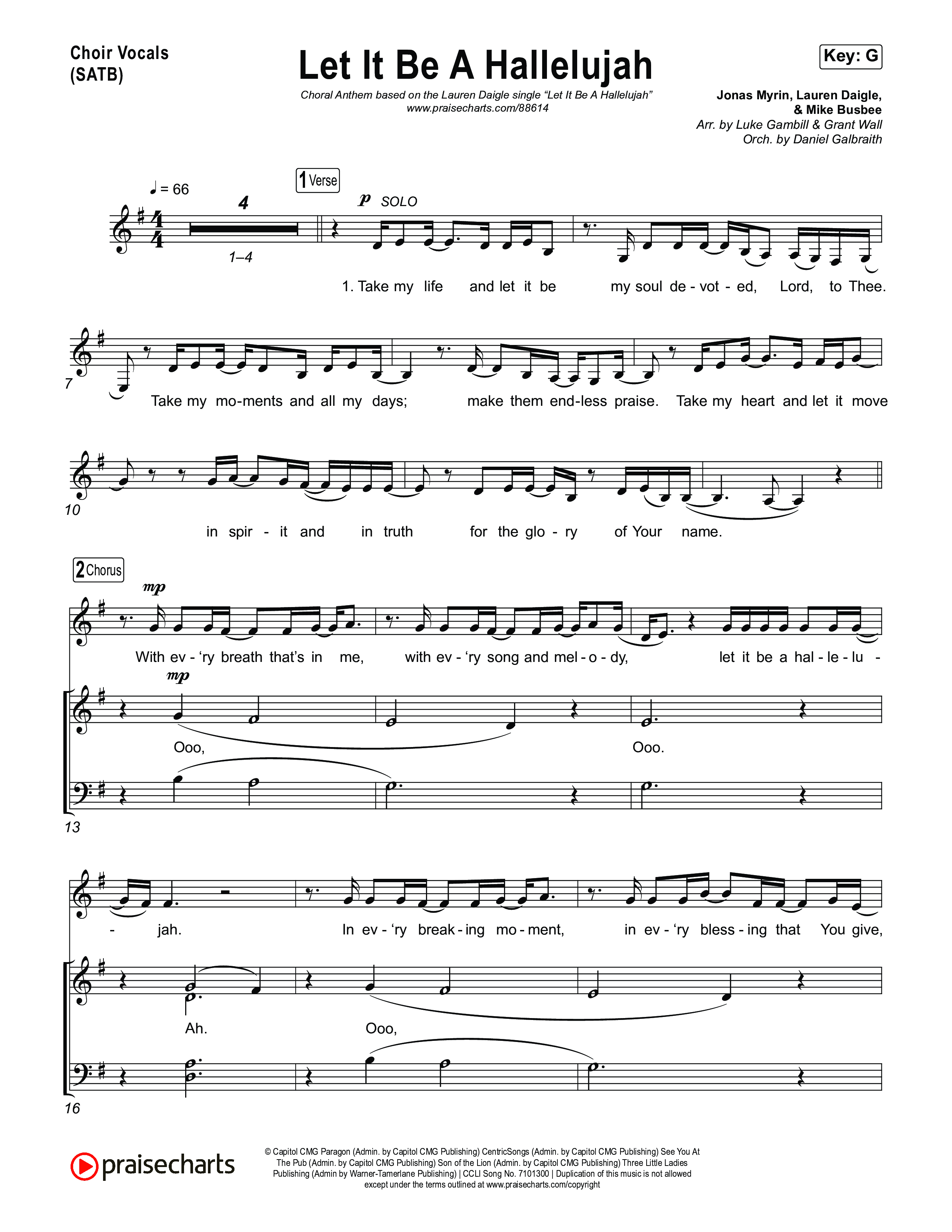 Let It Be A Hallelujah (Choral Anthem SATB) Choir Sheet (SATB) (Lauren Daigle)
