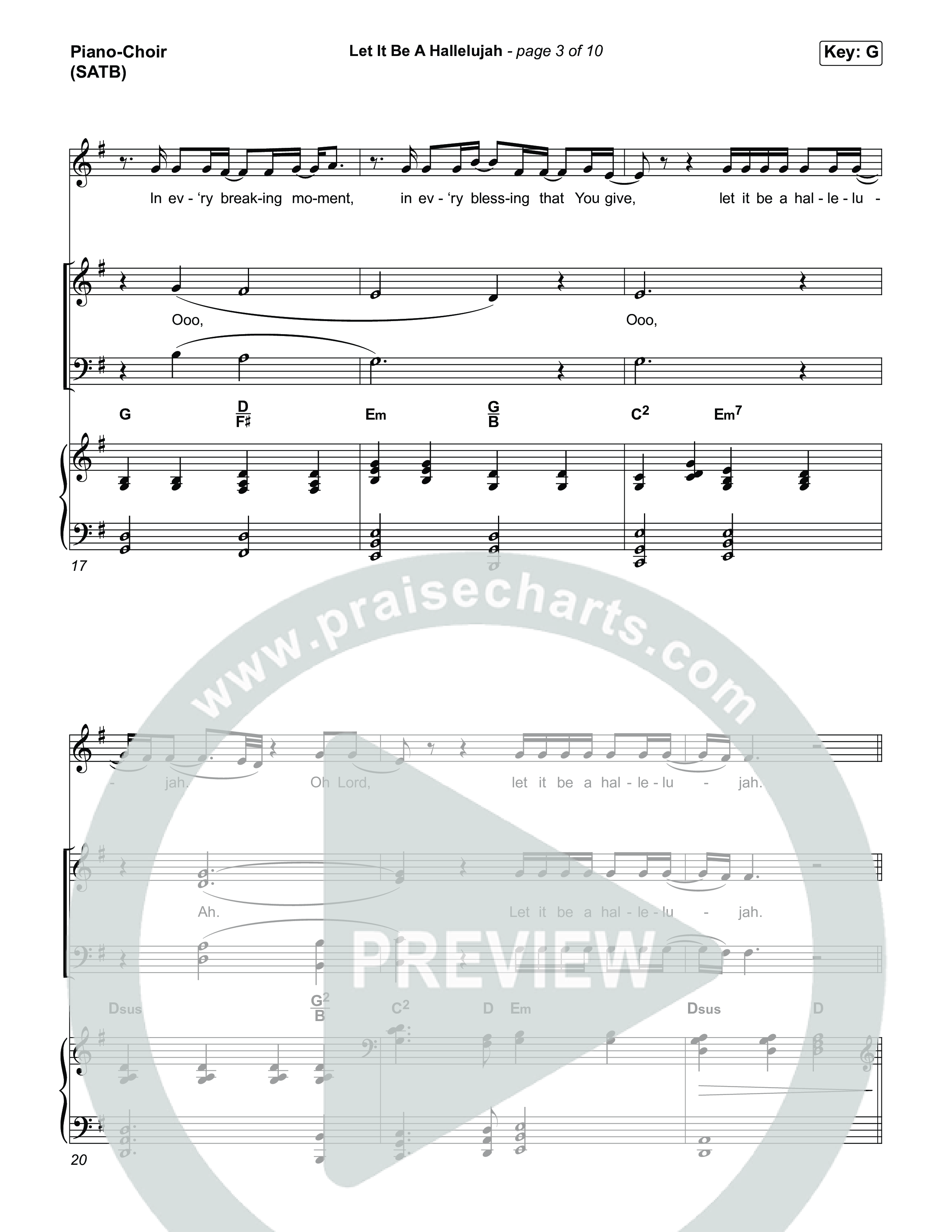 Let It Be A Hallelujah (Choral Anthem SATB) Piano/Vocal (SATB) (Lauren Daigle)