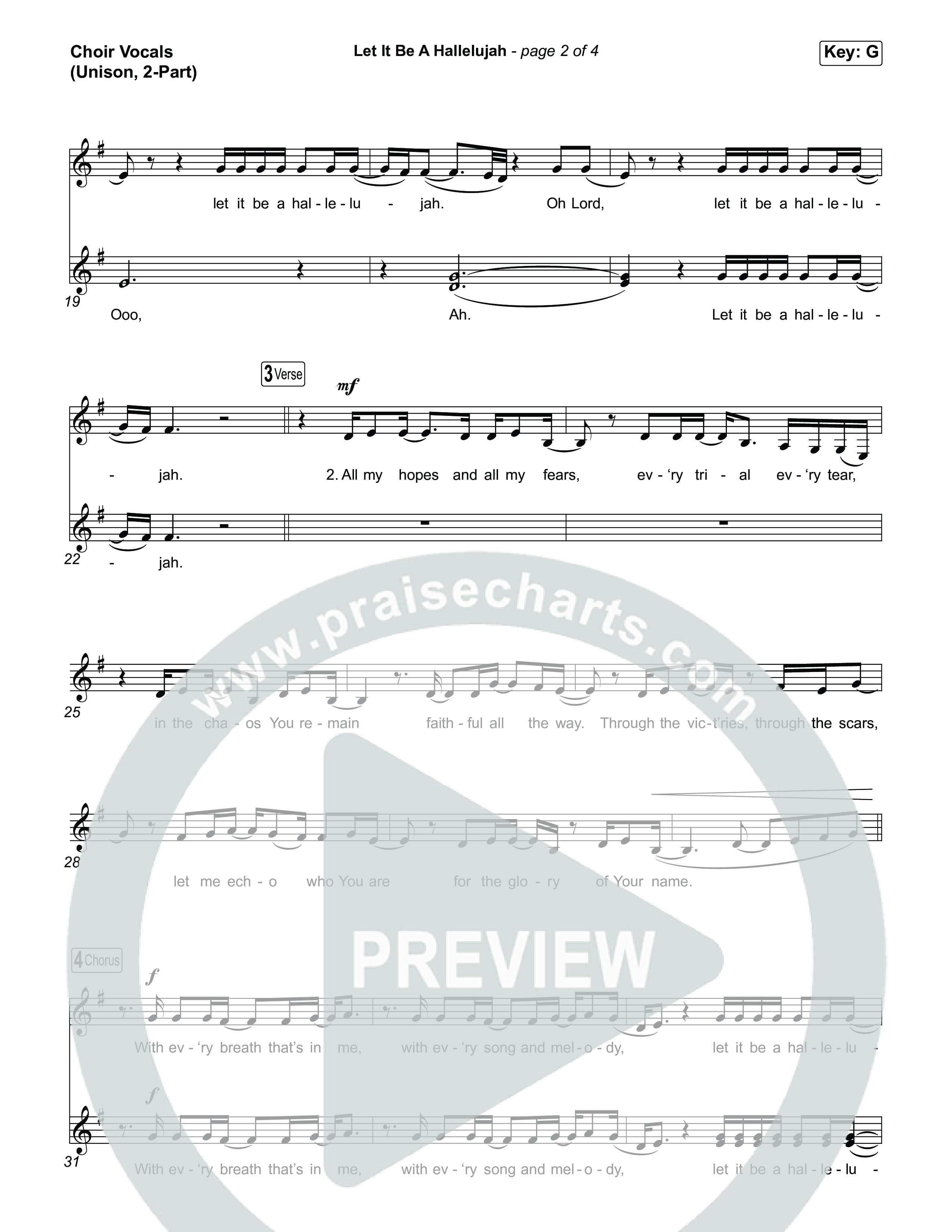 Let It Be A Hallelujah (Unison/2-Part) Choir Vocals (Uni/2-Part) (Lauren Daigle / Arr. Luke Gambill)