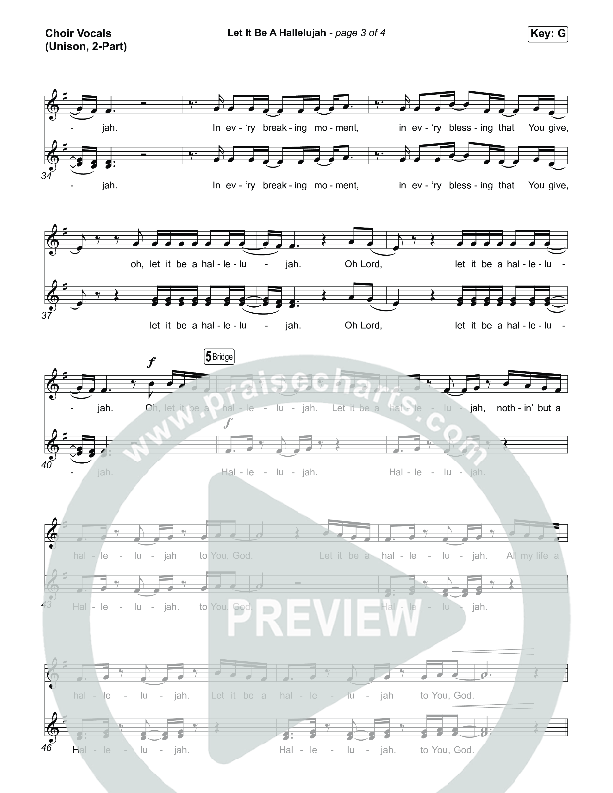 Let It Be A Hallelujah (Unison/2-Part) Choir Vocals (Uni/2-Part) (Lauren Daigle / Arr. Luke Gambill)