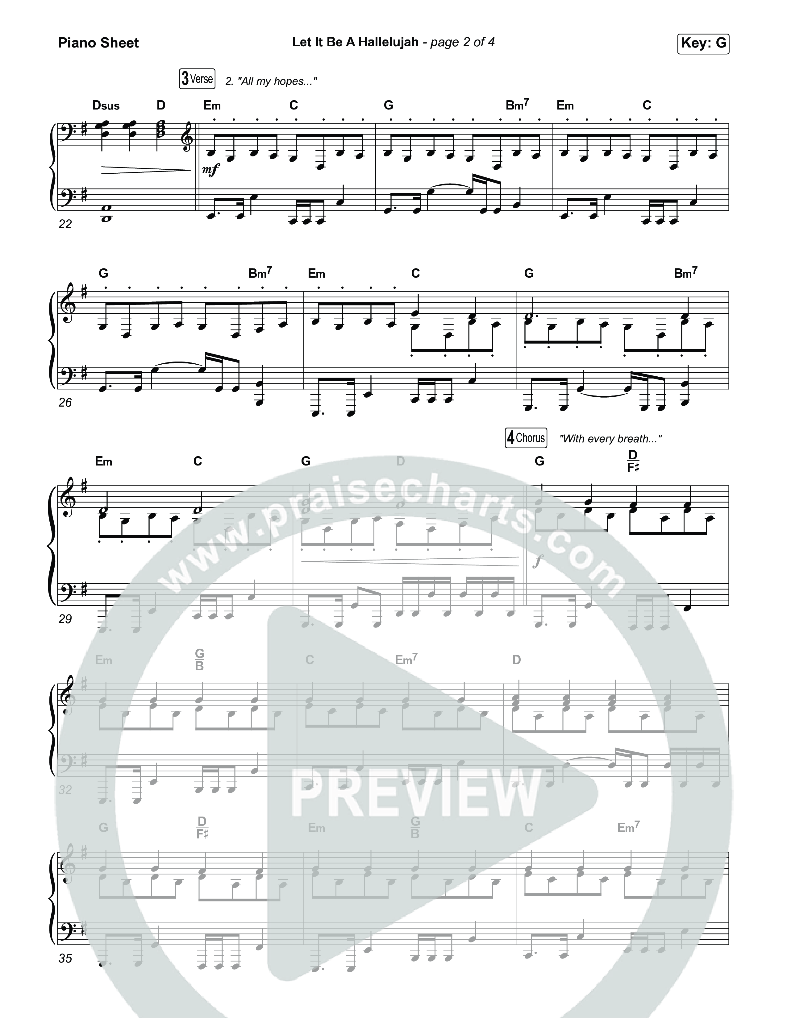 Let It Be A Hallelujah (Unison/2-Part) Piano Sheet (Lauren Daigle / Arr. Luke Gambill)