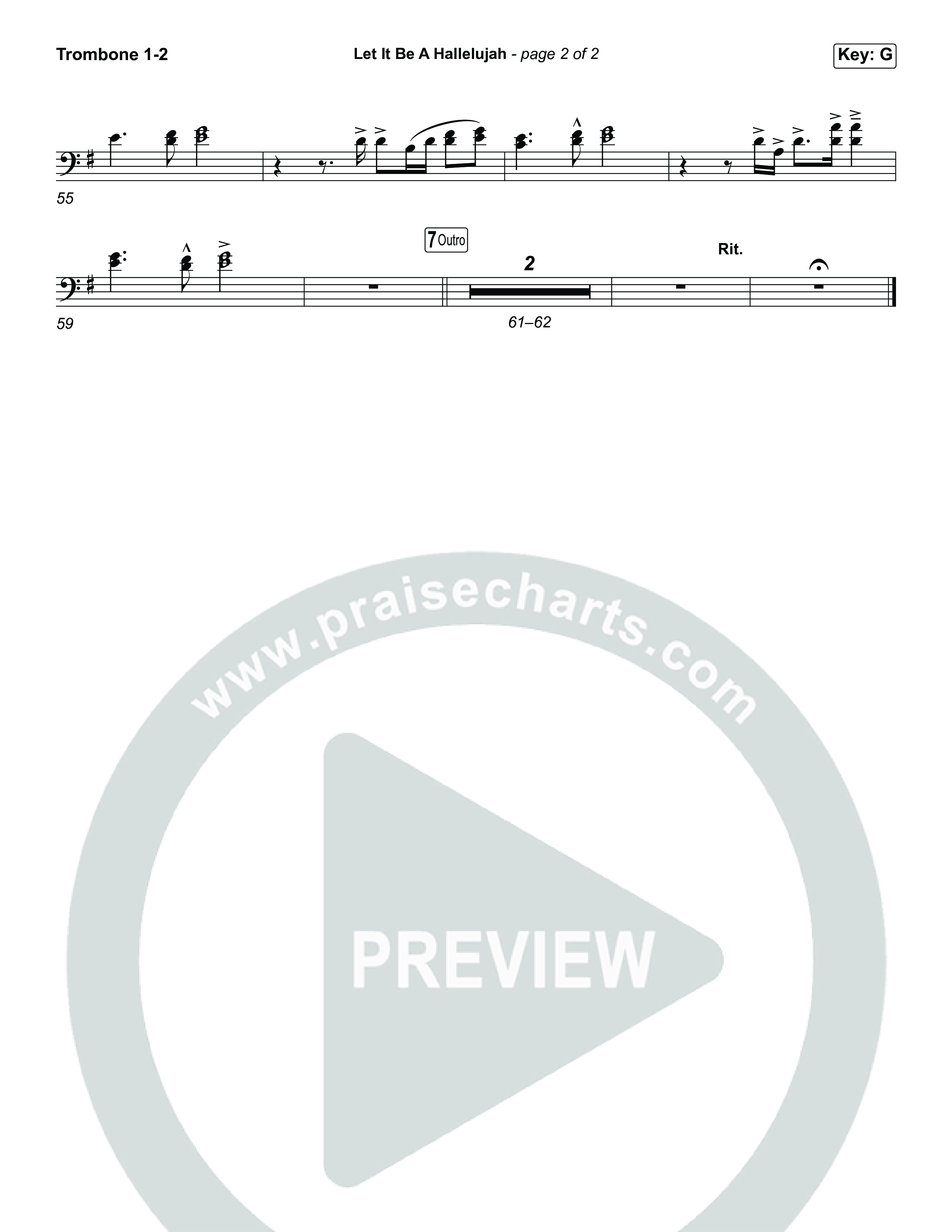 Let It Be A Hallelujah (Unison/2-Part) Trombone 1/2 (Lauren Daigle / Arr. Luke Gambill)