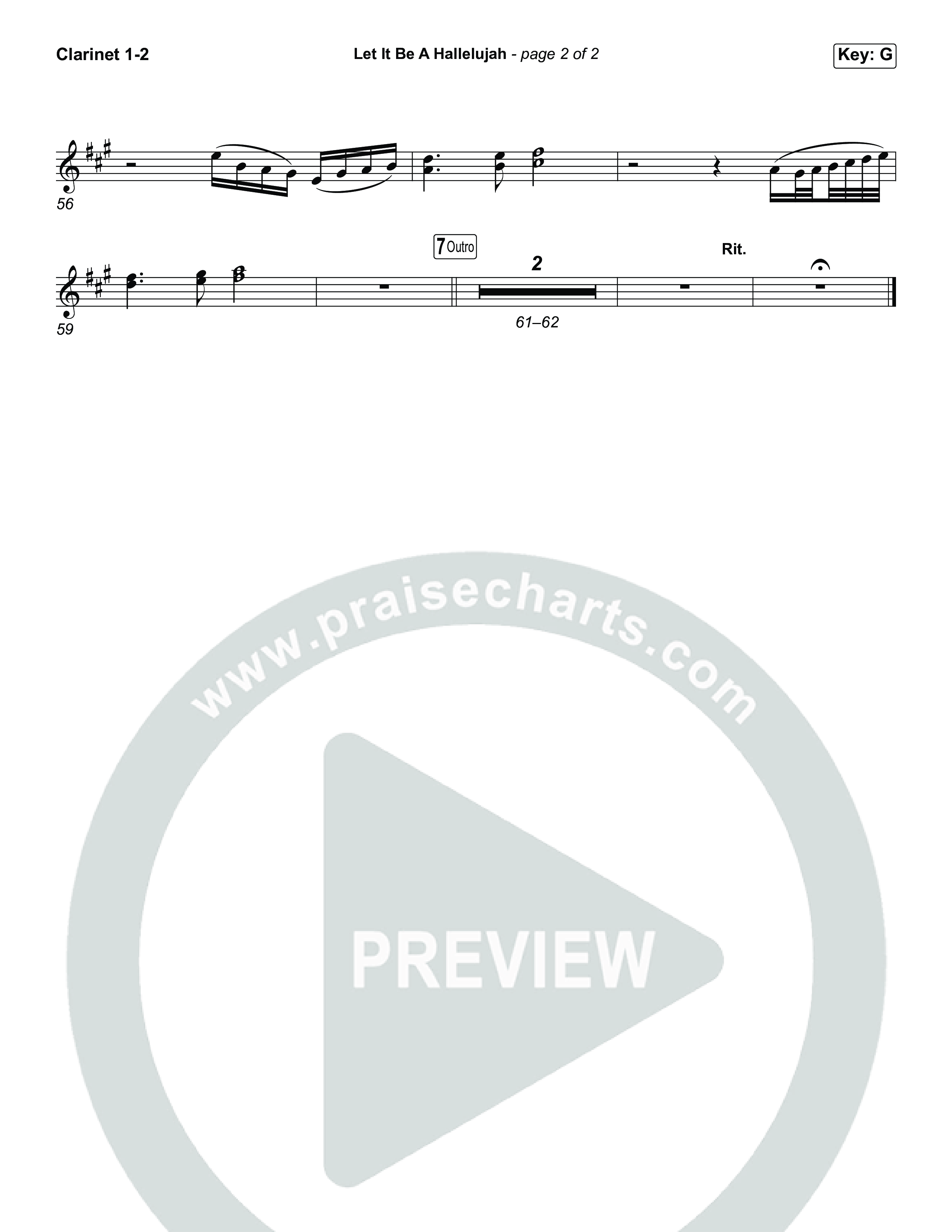 Let It Be A Hallelujah (Sing It Now) Clarinet 1/2 (Lauren Daigle / Arr. Luke Gambill)