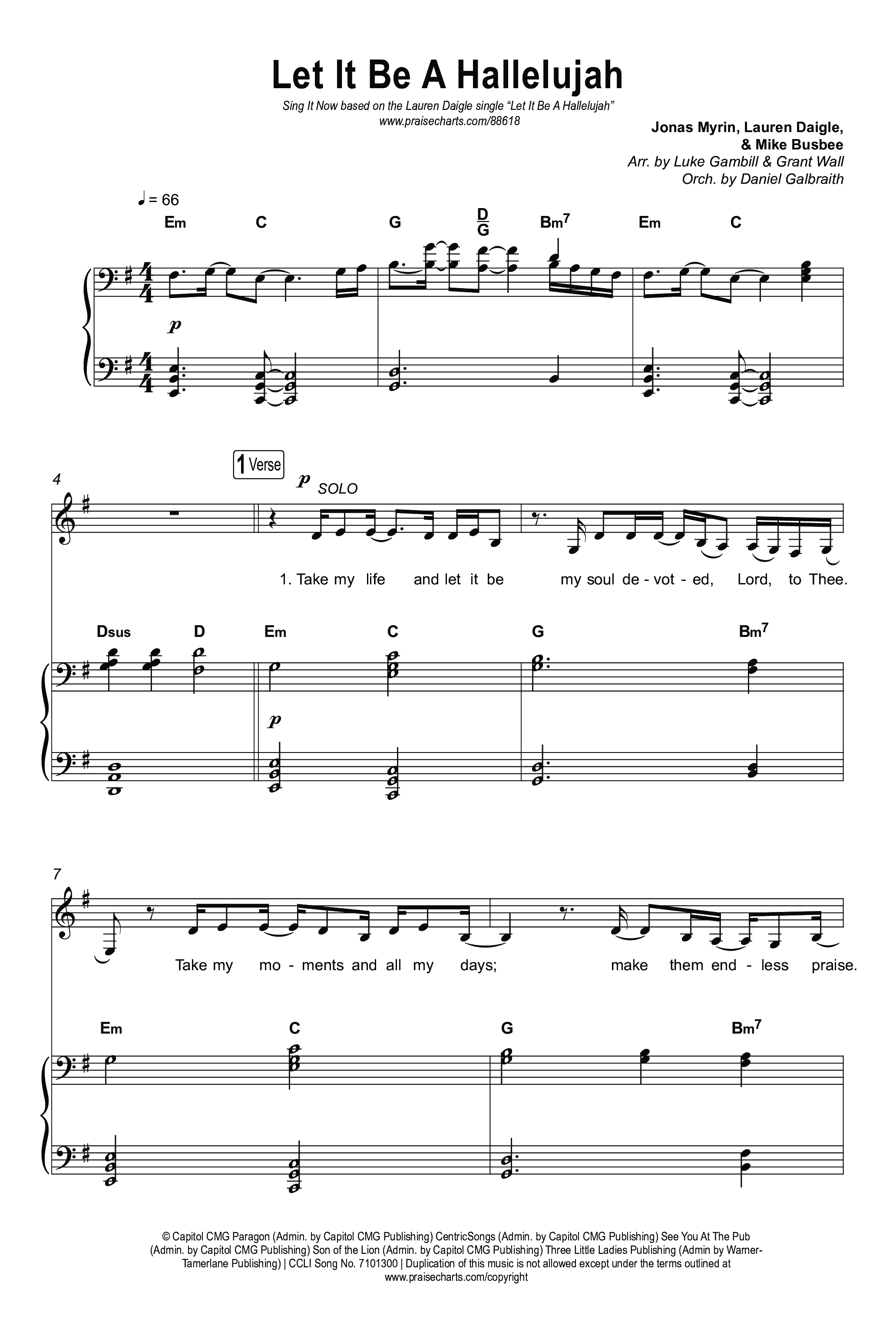 Let It Be A Hallelujah (Sing It Now) Octavo (SATB & Pno) (Lauren Daigle / Arr. Luke Gambill)