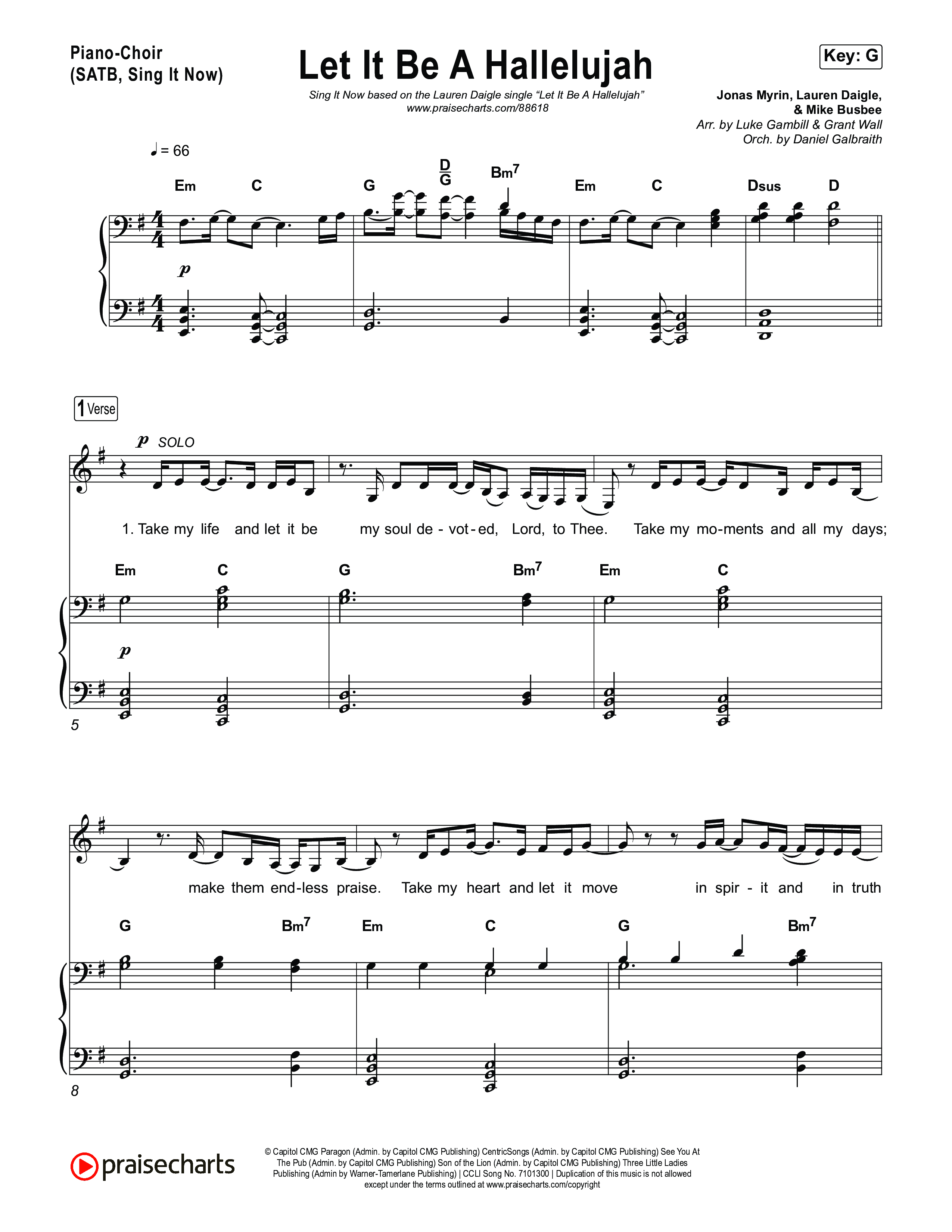 Let It Be A Hallelujah (Sing It Now) Piano/Choir (SATB) (Lauren Daigle / Arr. Luke Gambill)