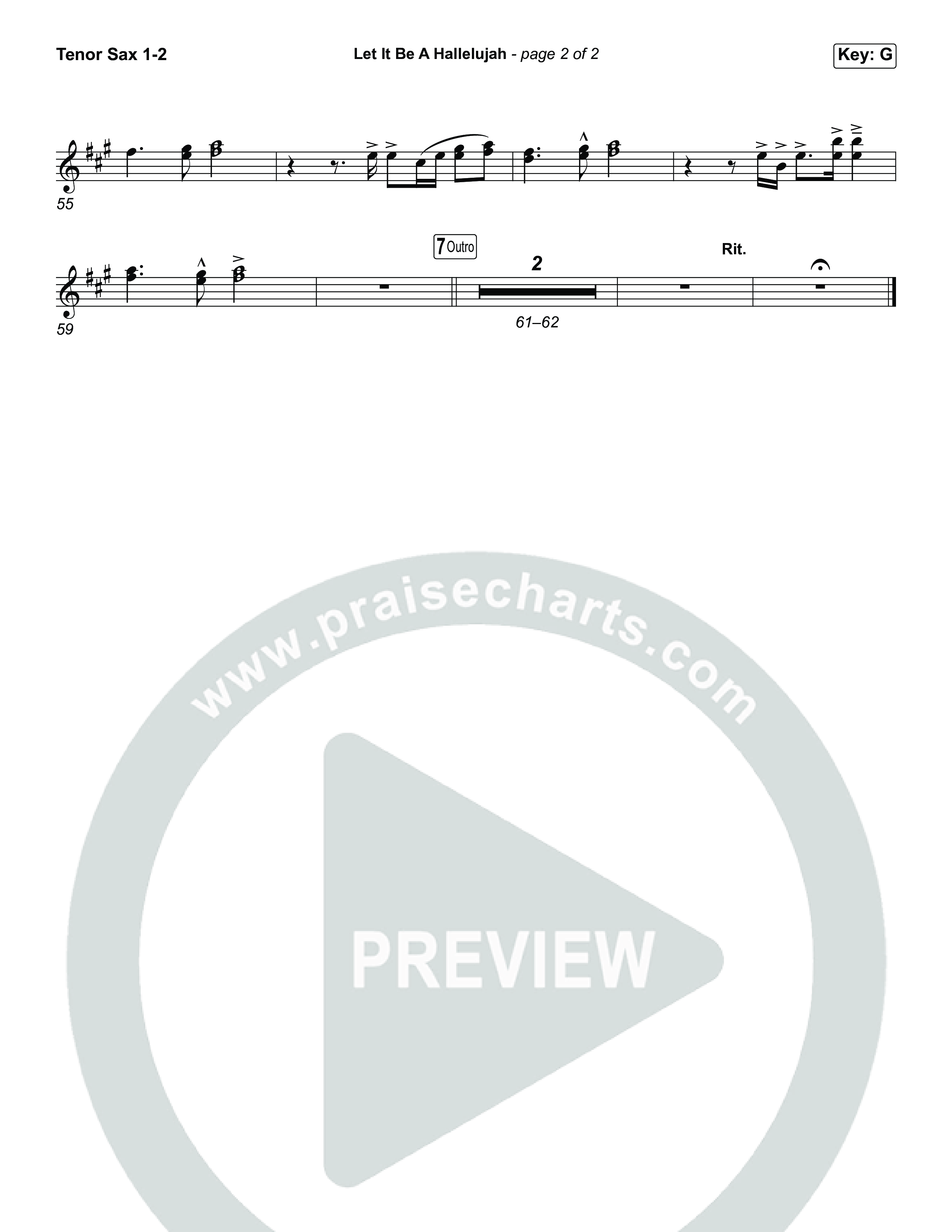 Let It Be A Hallelujah (Sing It Now) Tenor Sax 1/2 (Lauren Daigle / Arr. Luke Gambill)