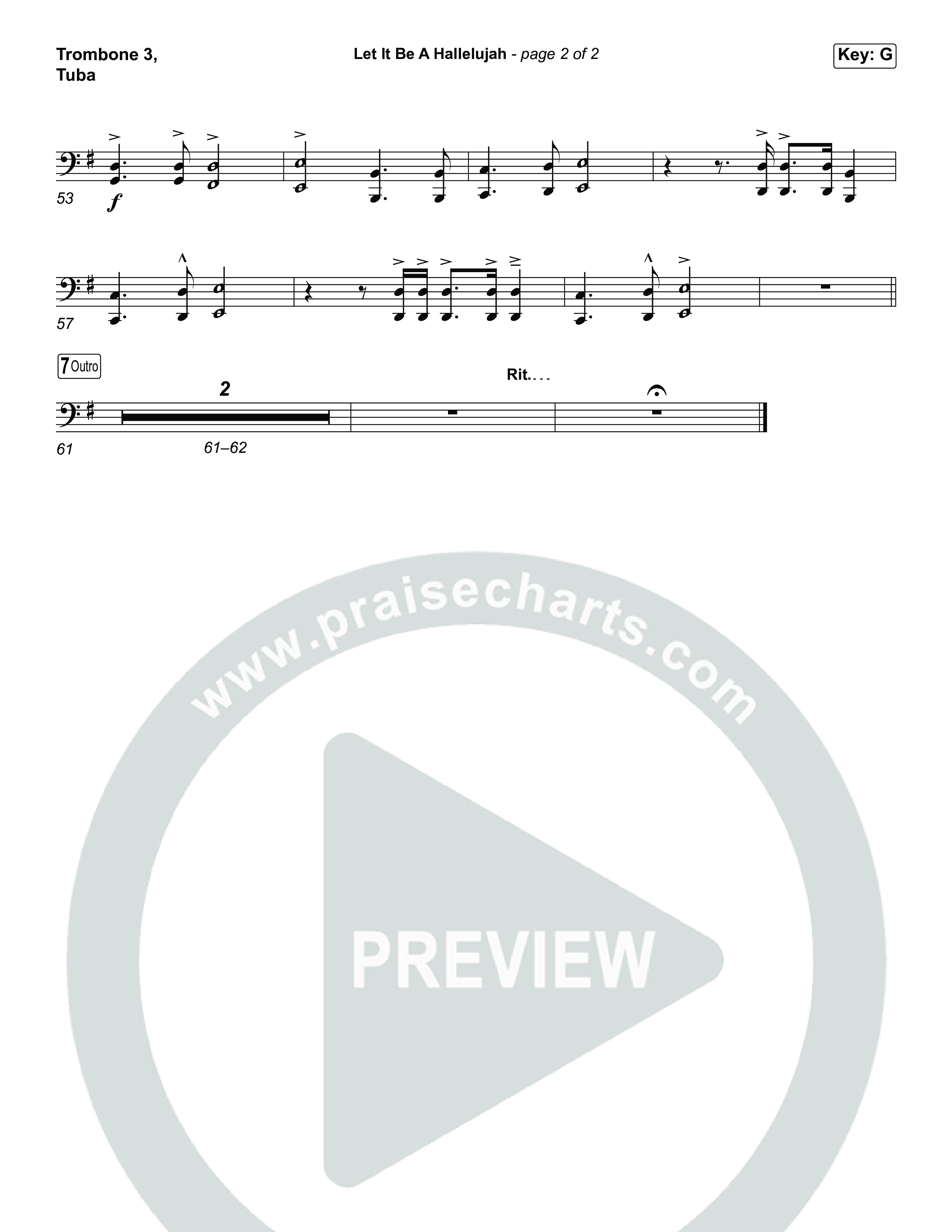 Let It Be A Hallelujah (Sing It Now) Trombone 3/Tuba (Lauren Daigle / Arr. Luke Gambill)