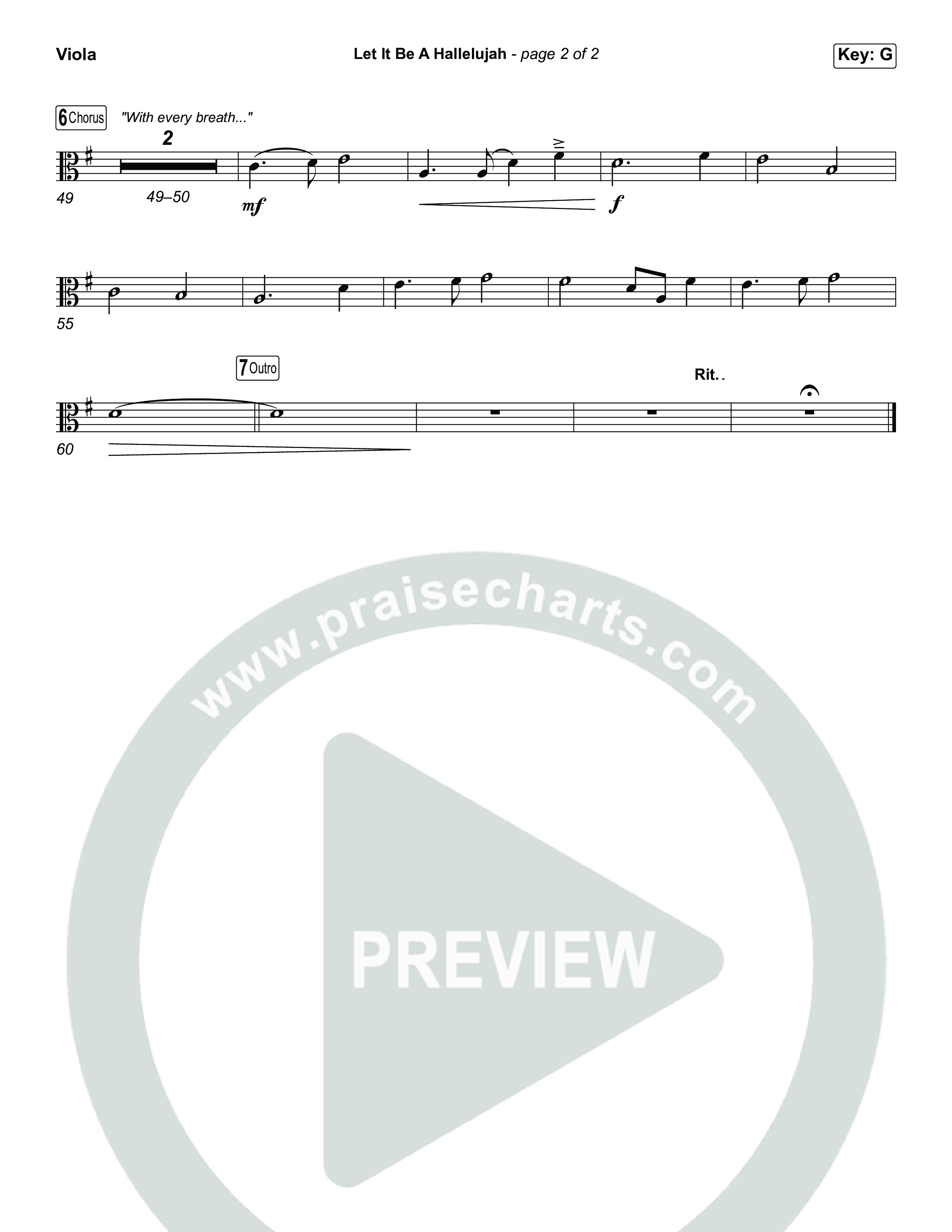 Let It Be A Hallelujah (Sing It Now) Viola (Lauren Daigle / Arr. Luke Gambill)