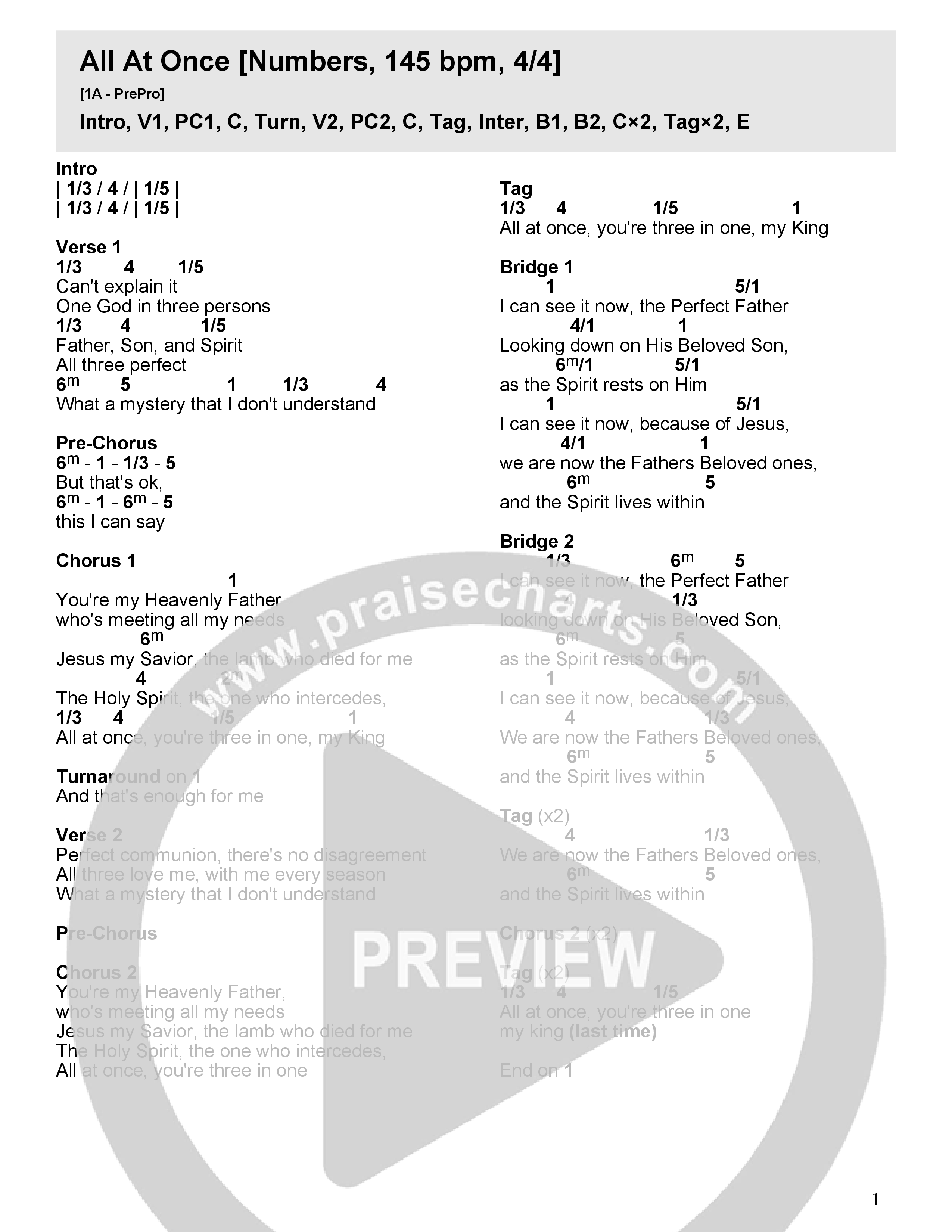 All At Once Chord Chart (Fuse)