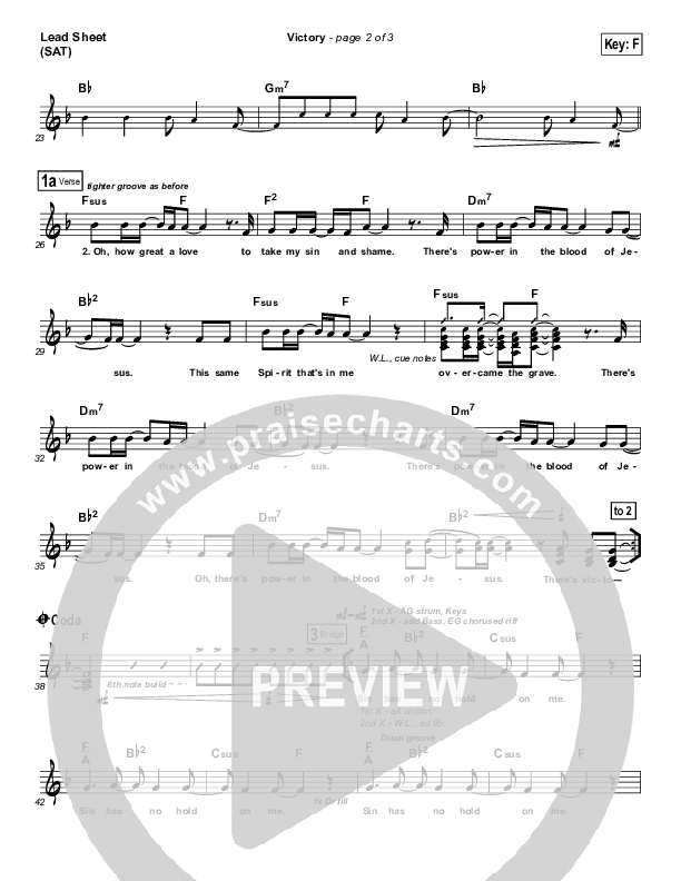 Victory Lead Sheet (SAT) (Gateway Worship)