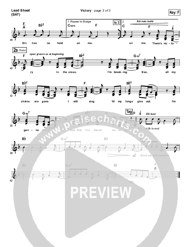 Victory Lead Sheet (SAT) (Gateway Worship)