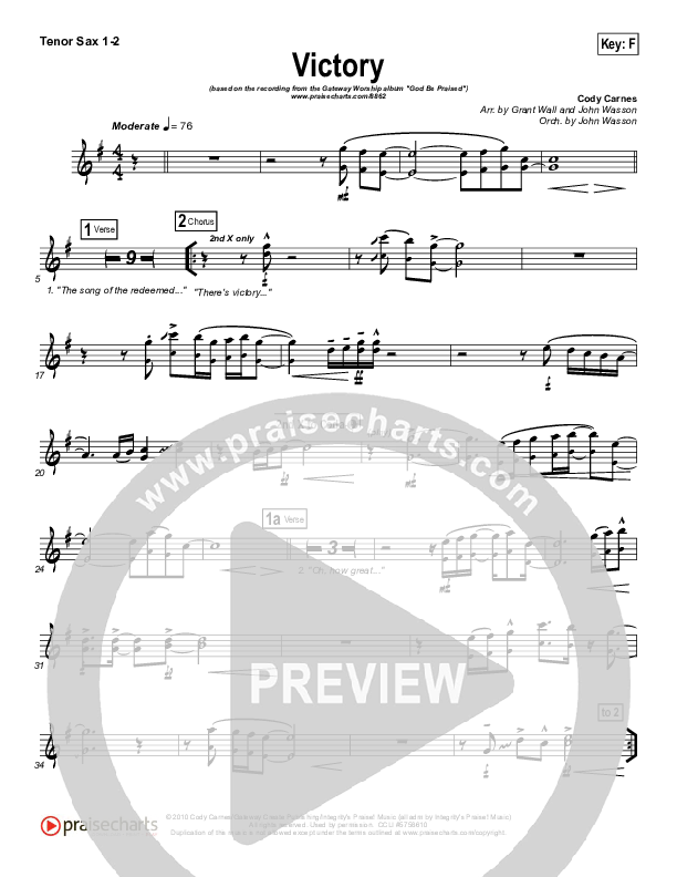 Victory Tenor Sax 1/2 (Gateway Worship)