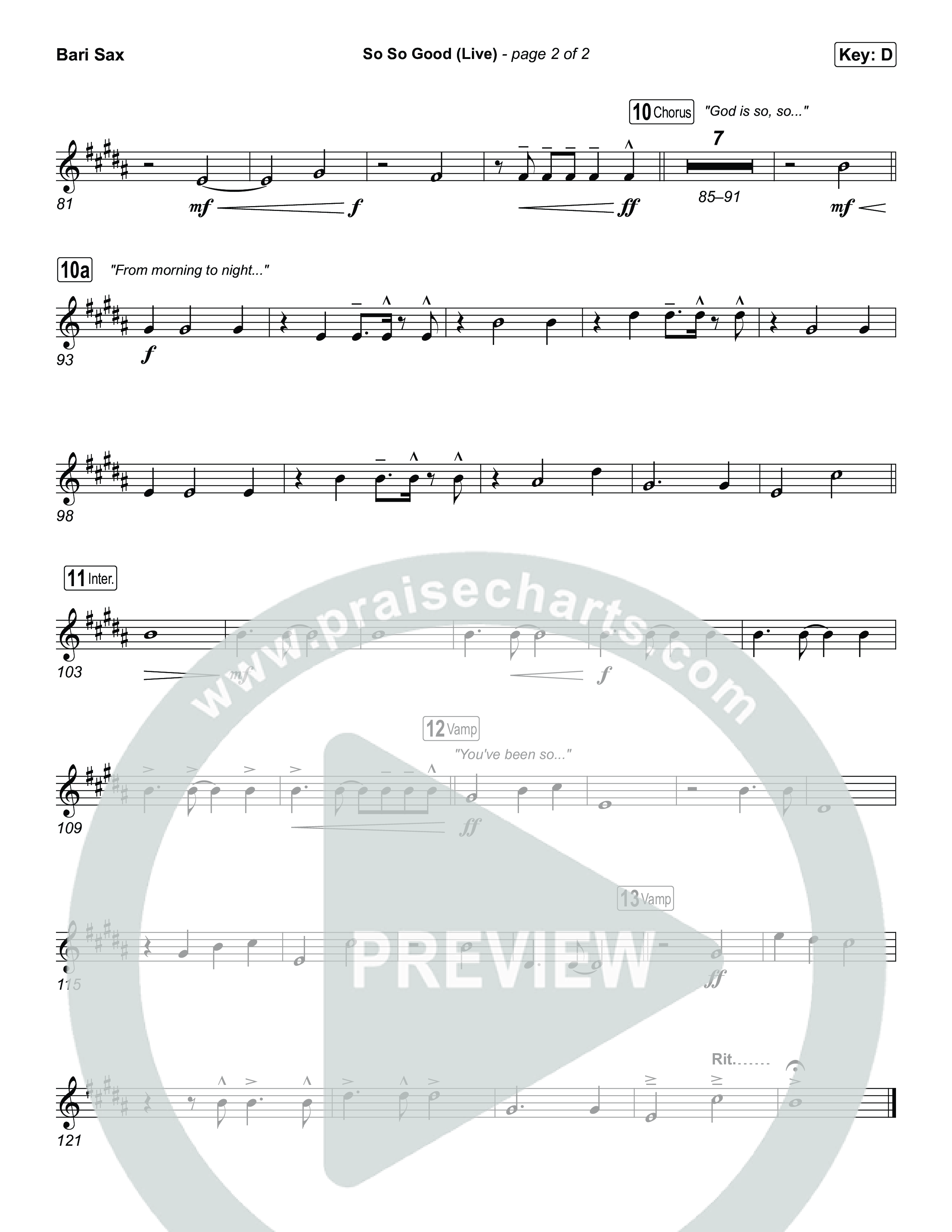 So So Good (Choral Anthem SATB) Bari Sax (Phil Wickham / Brandon Lake / Elevation Worship)