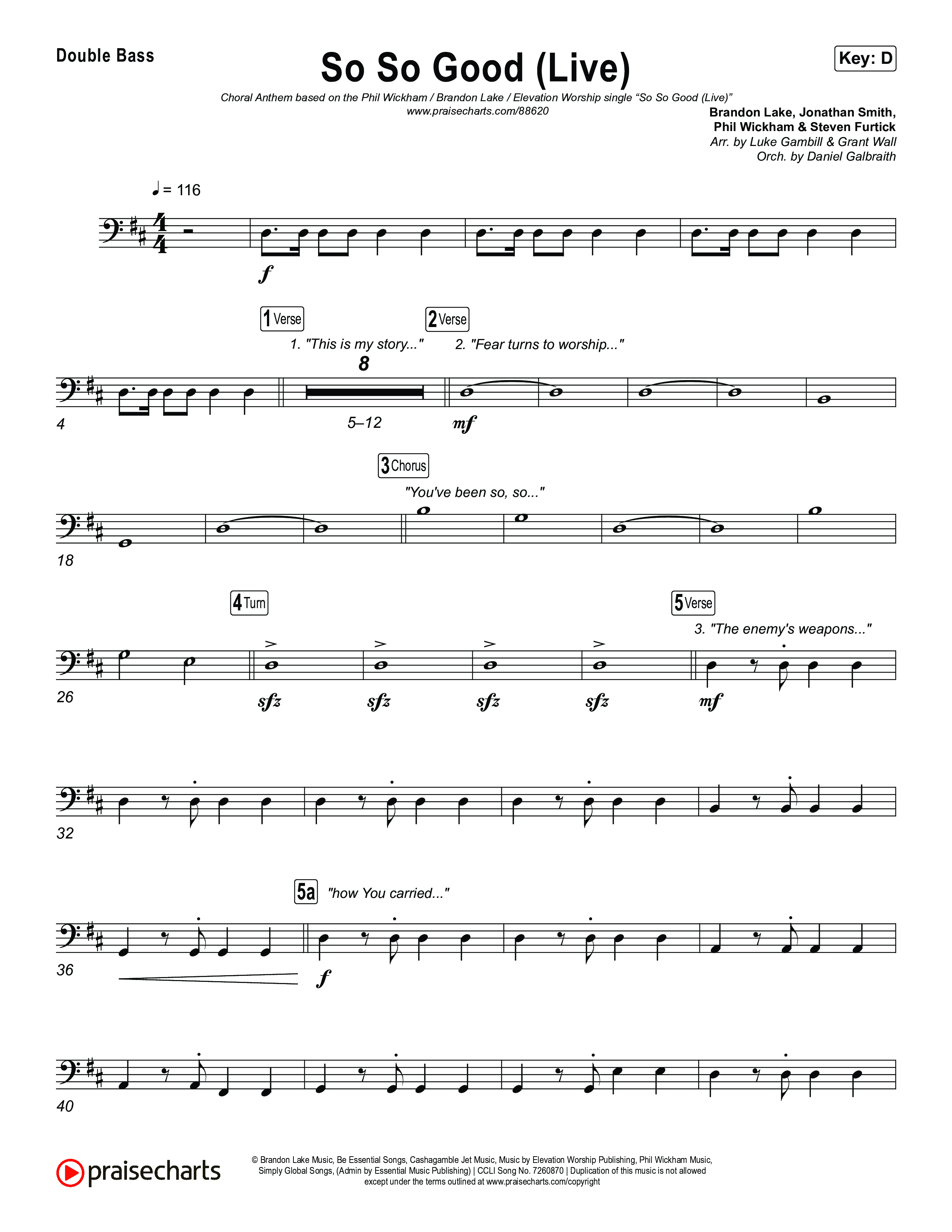 So So Good (Choral Anthem SATB) String Bass (Phil Wickham / Brandon Lake / Elevation Worship)