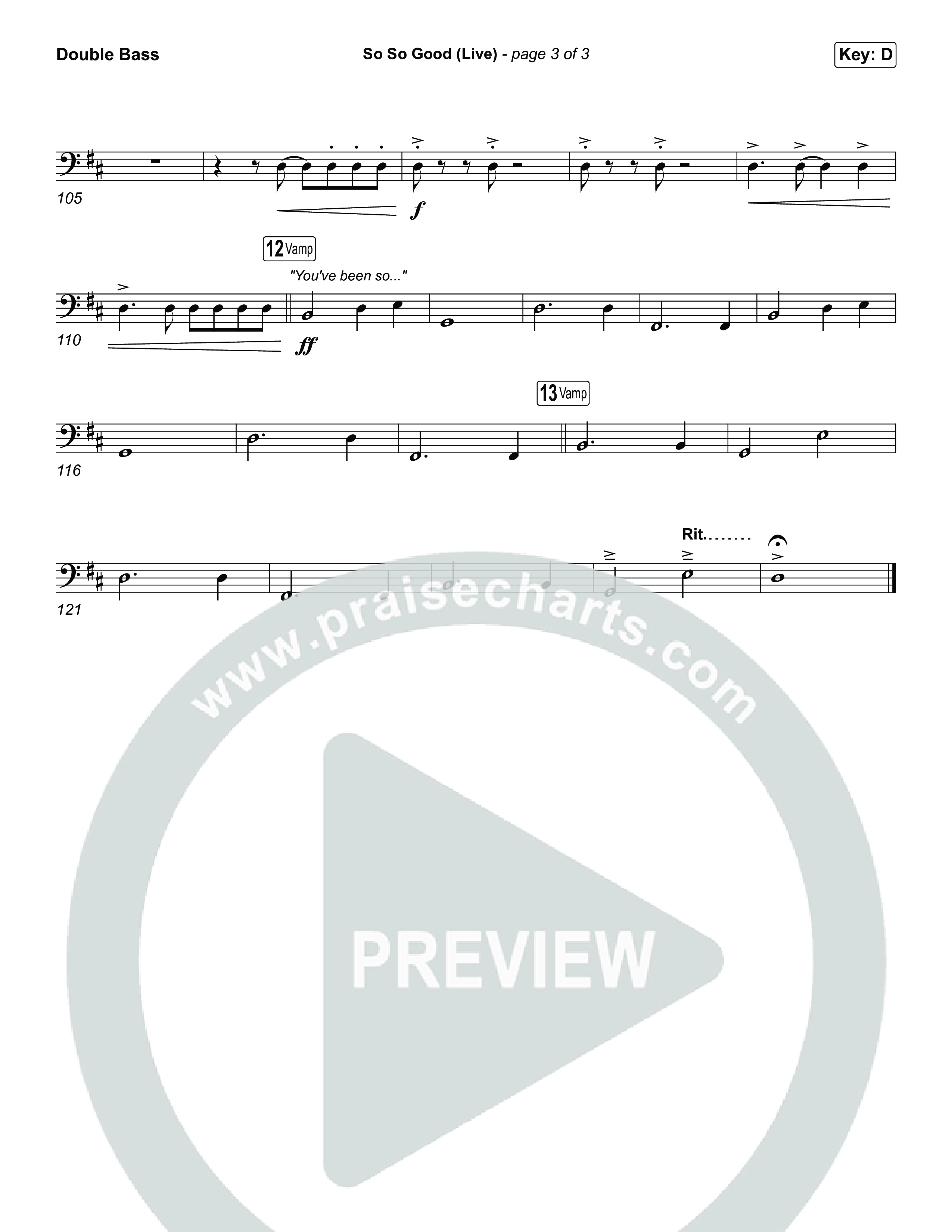 So So Good (Choral Anthem SATB) String Bass (Phil Wickham / Brandon Lake / Elevation Worship)