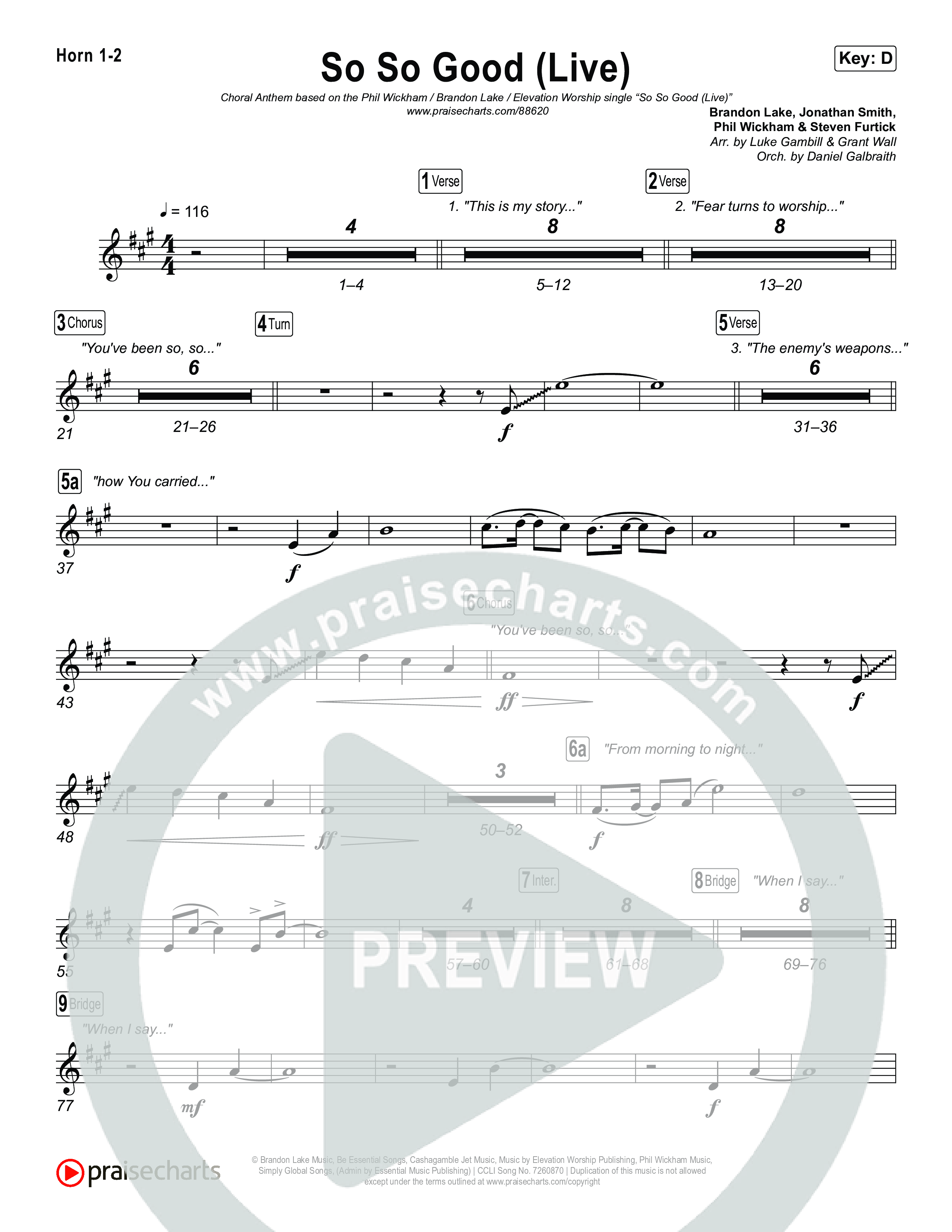 So So Good (Choral Anthem SATB) Brass Pack (Phil Wickham / Brandon Lake / Elevation Worship)