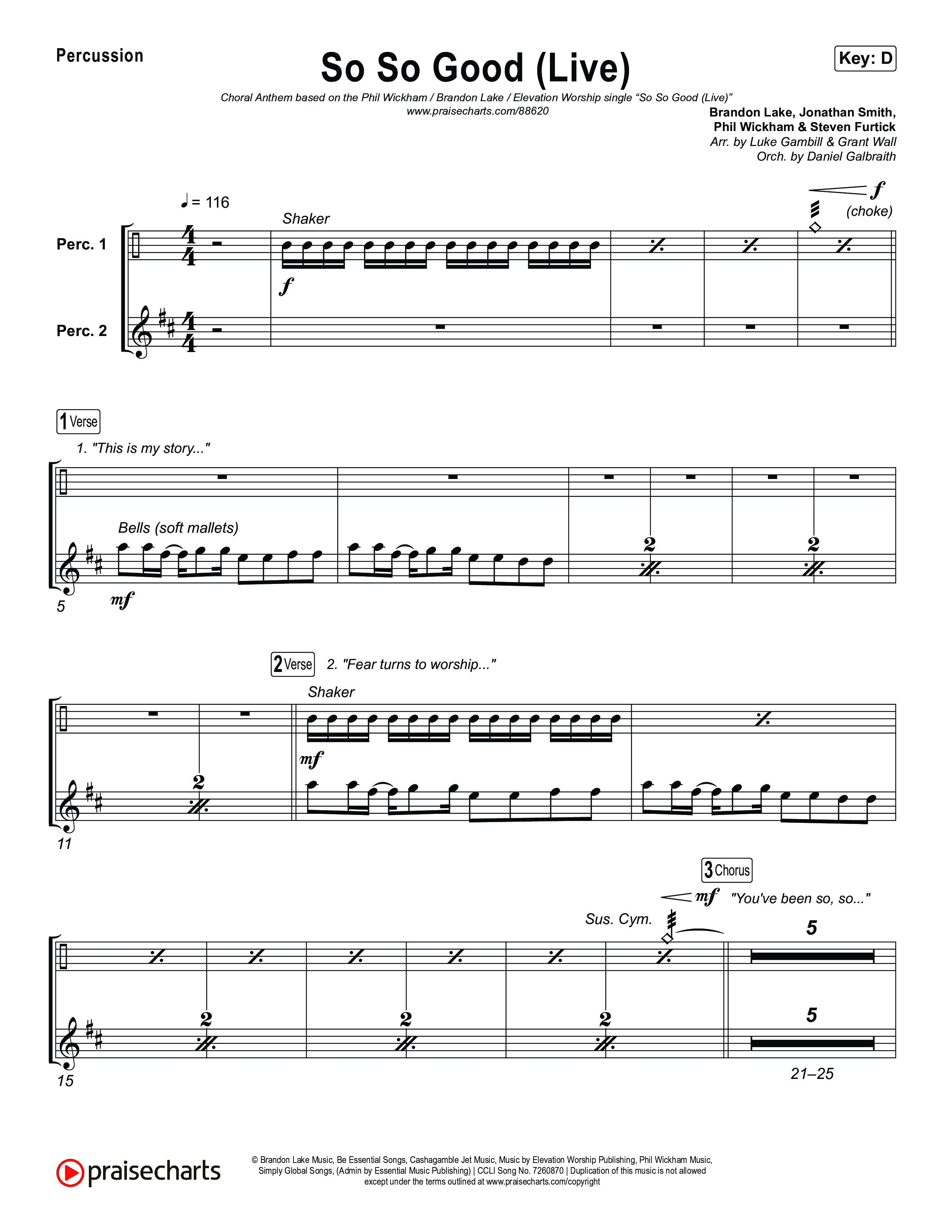 So So Good (Choral Anthem SATB) Percussion (Phil Wickham / Brandon Lake / Elevation Worship)